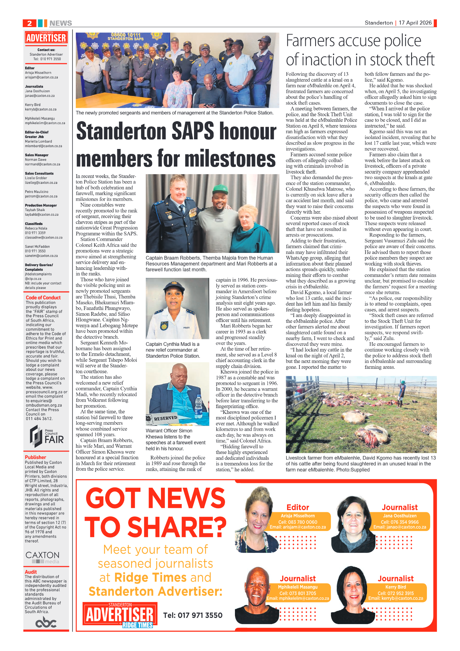 Standerton Advertiser 17 April 2026 page 2