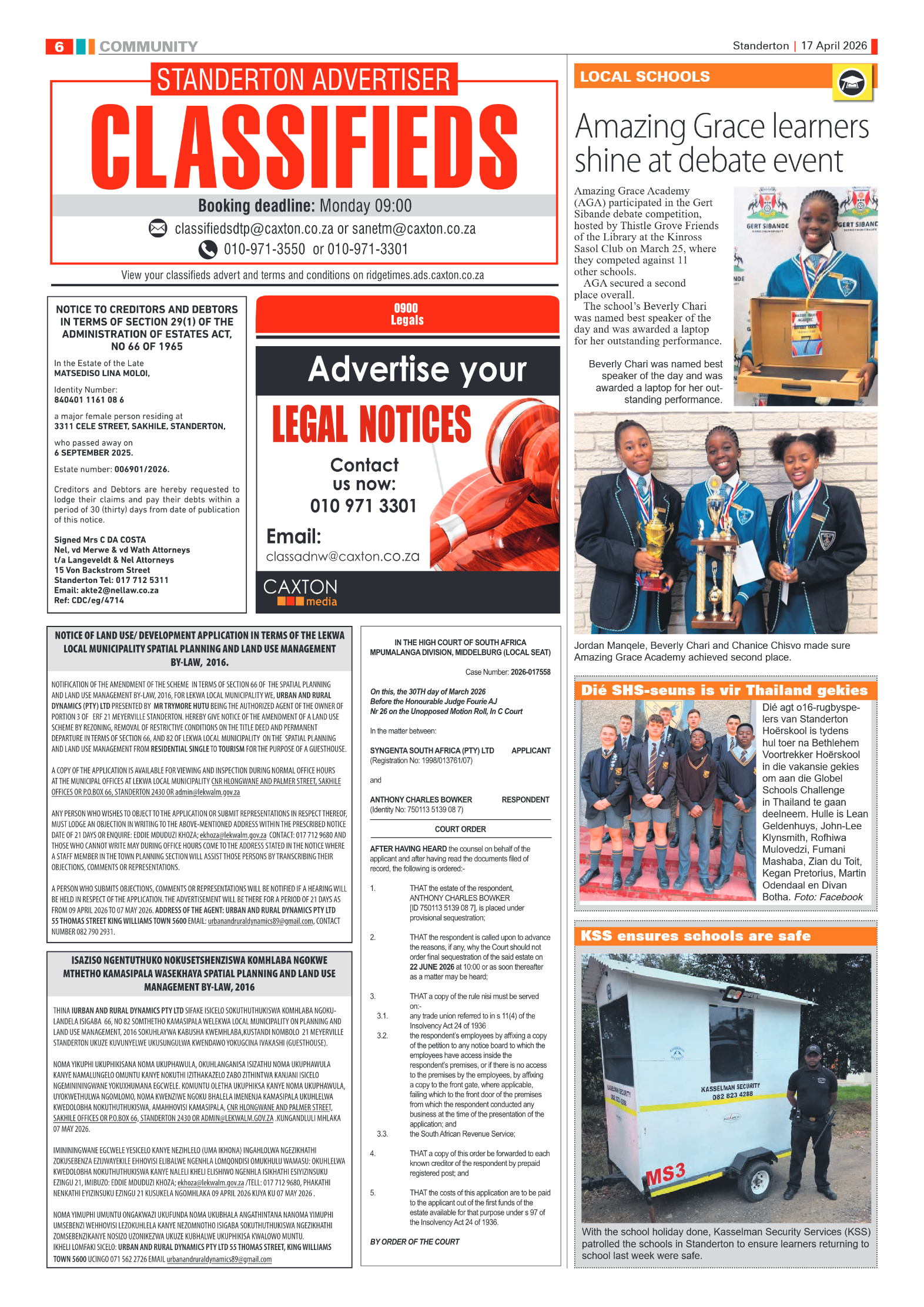 Standerton Advertiser 17 April 2026 page 6