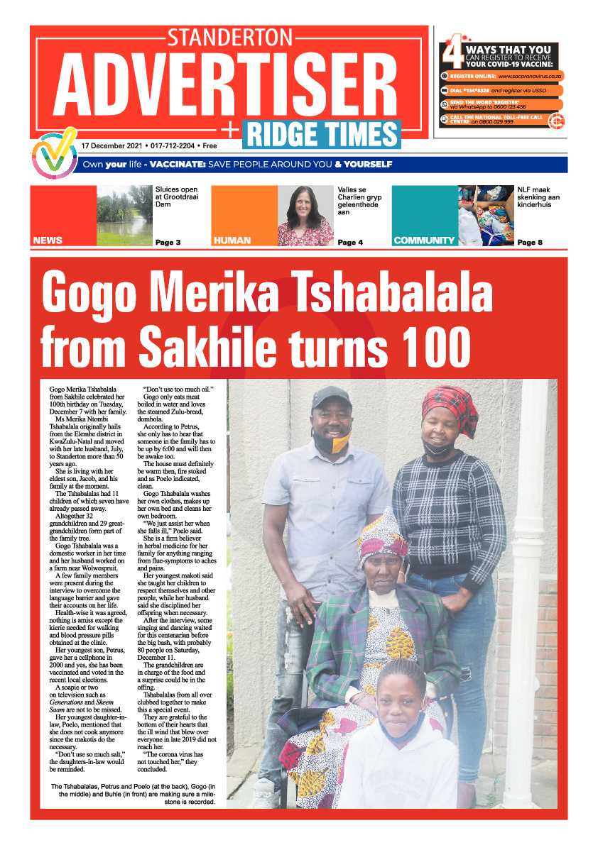 Standerton Advertiser 17 December 2021 page 1