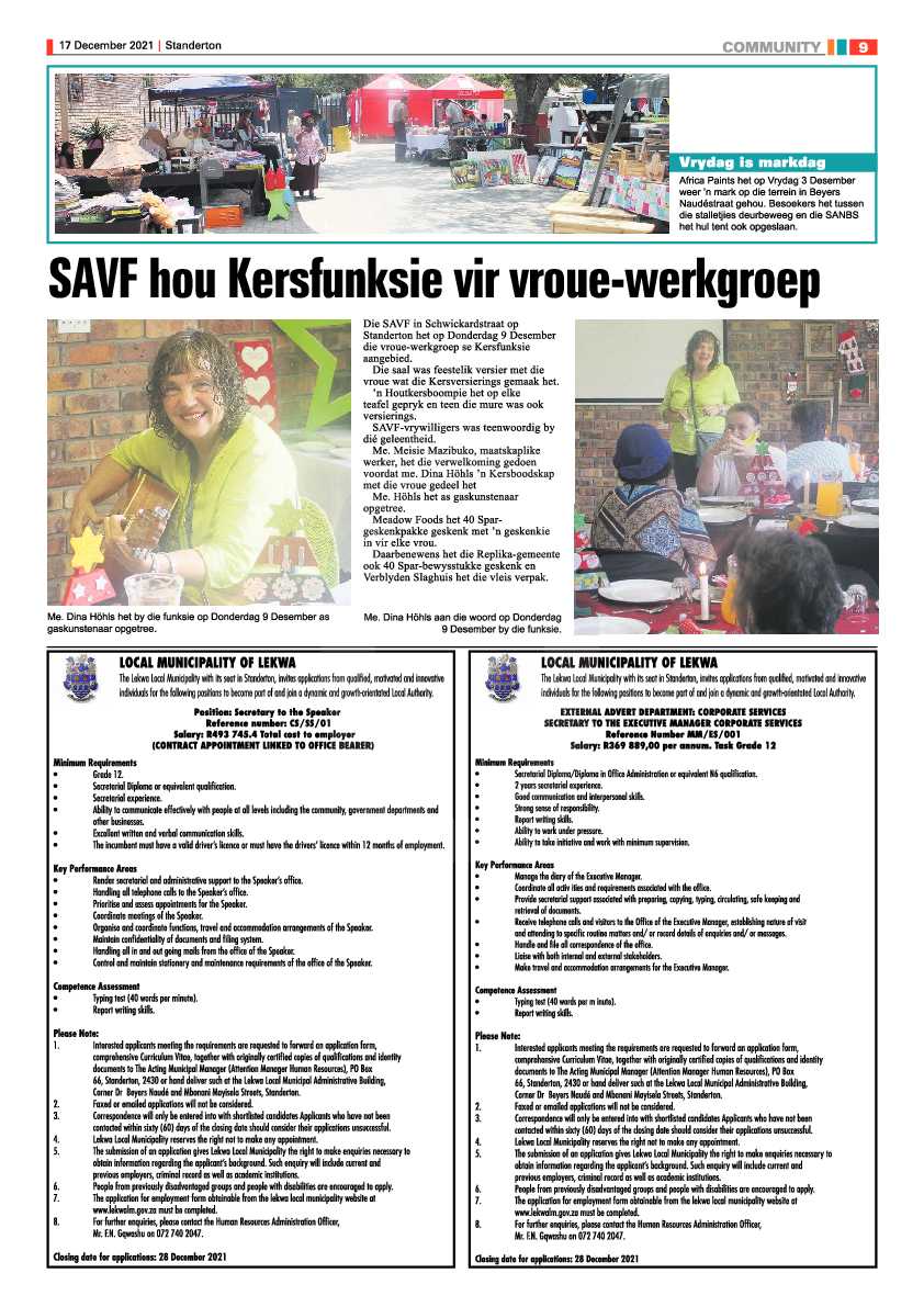 Standerton Advertiser 17 December 2021 page 9