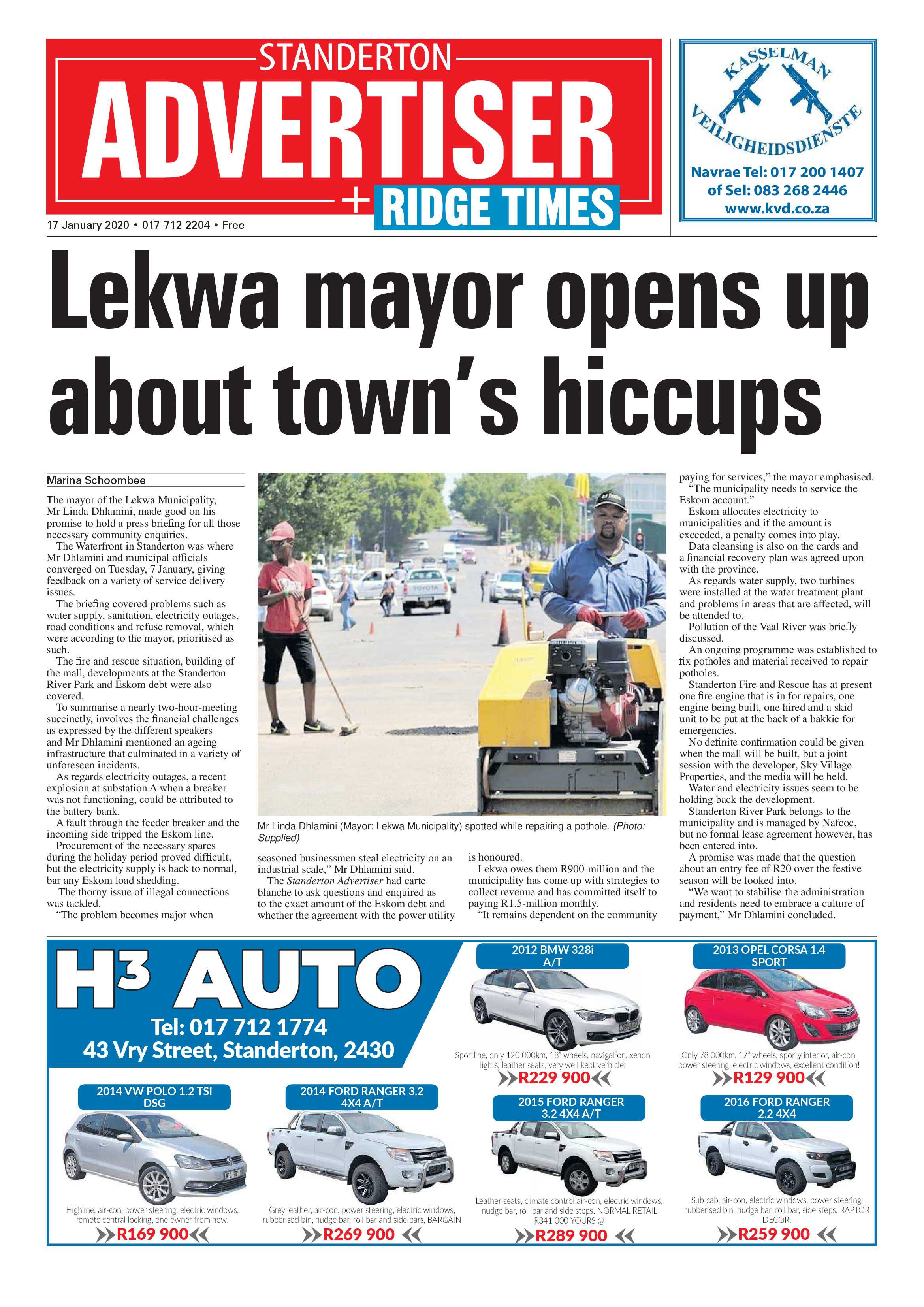 Standerton Advertiser 17 January 2020 page 1