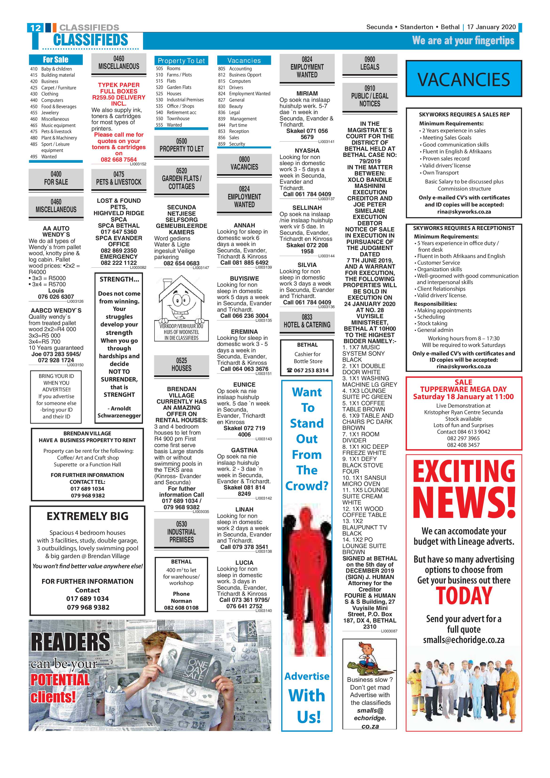 Standerton Advertiser 17 January 2020 page 12