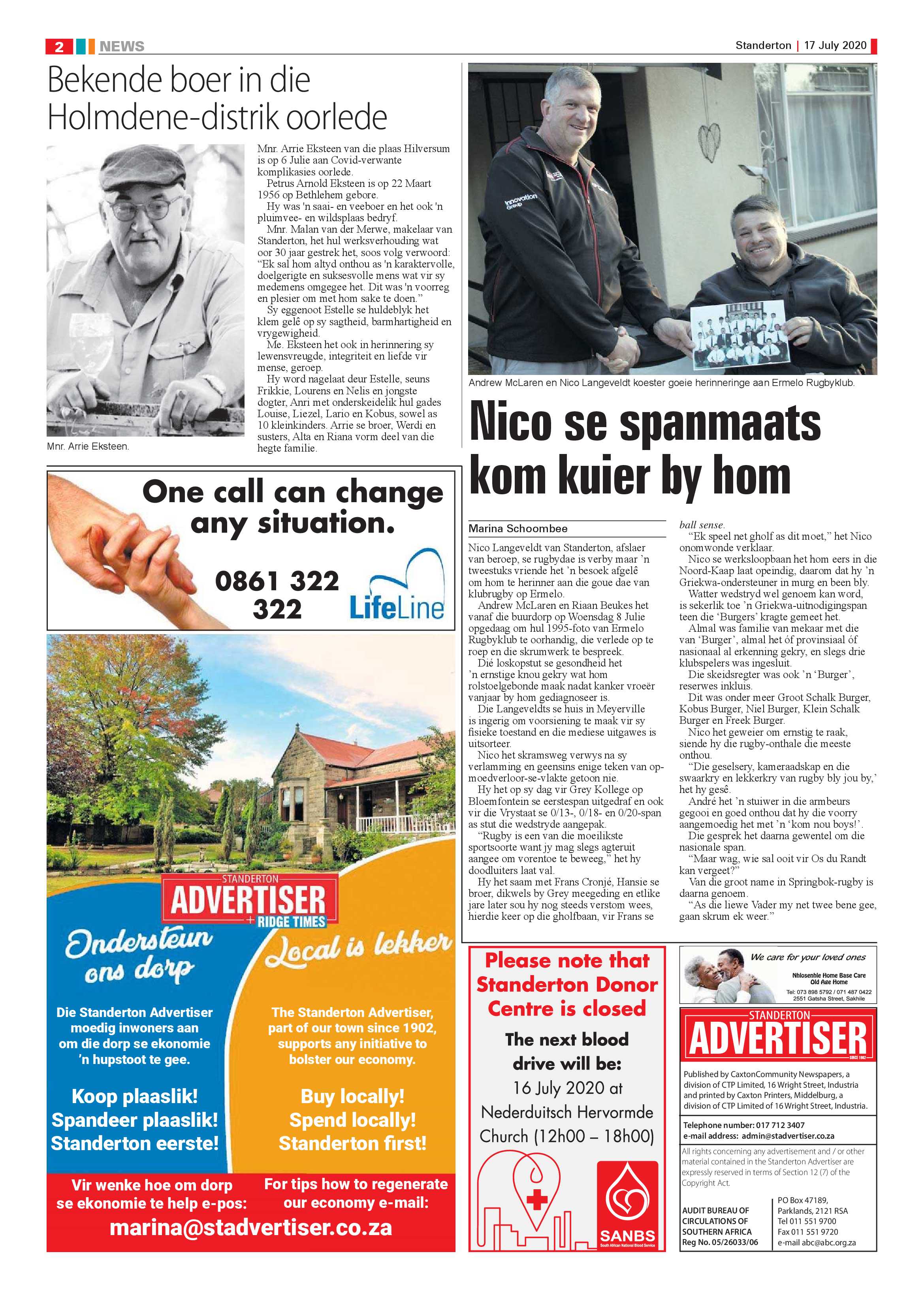 Standerton Advertiser 17 July 2020 page 2