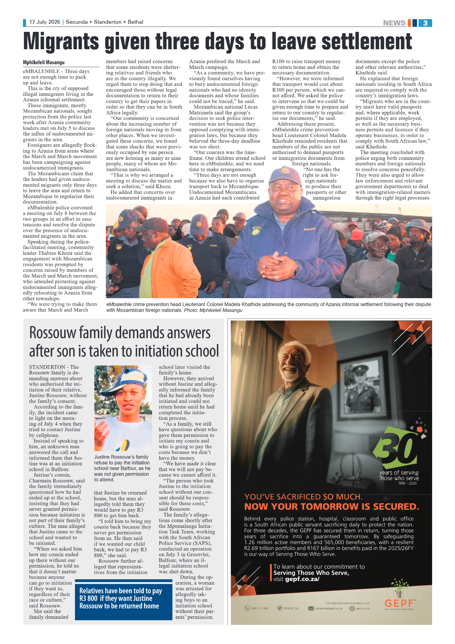 Standerton Advertiser 17 July 2026 page 3