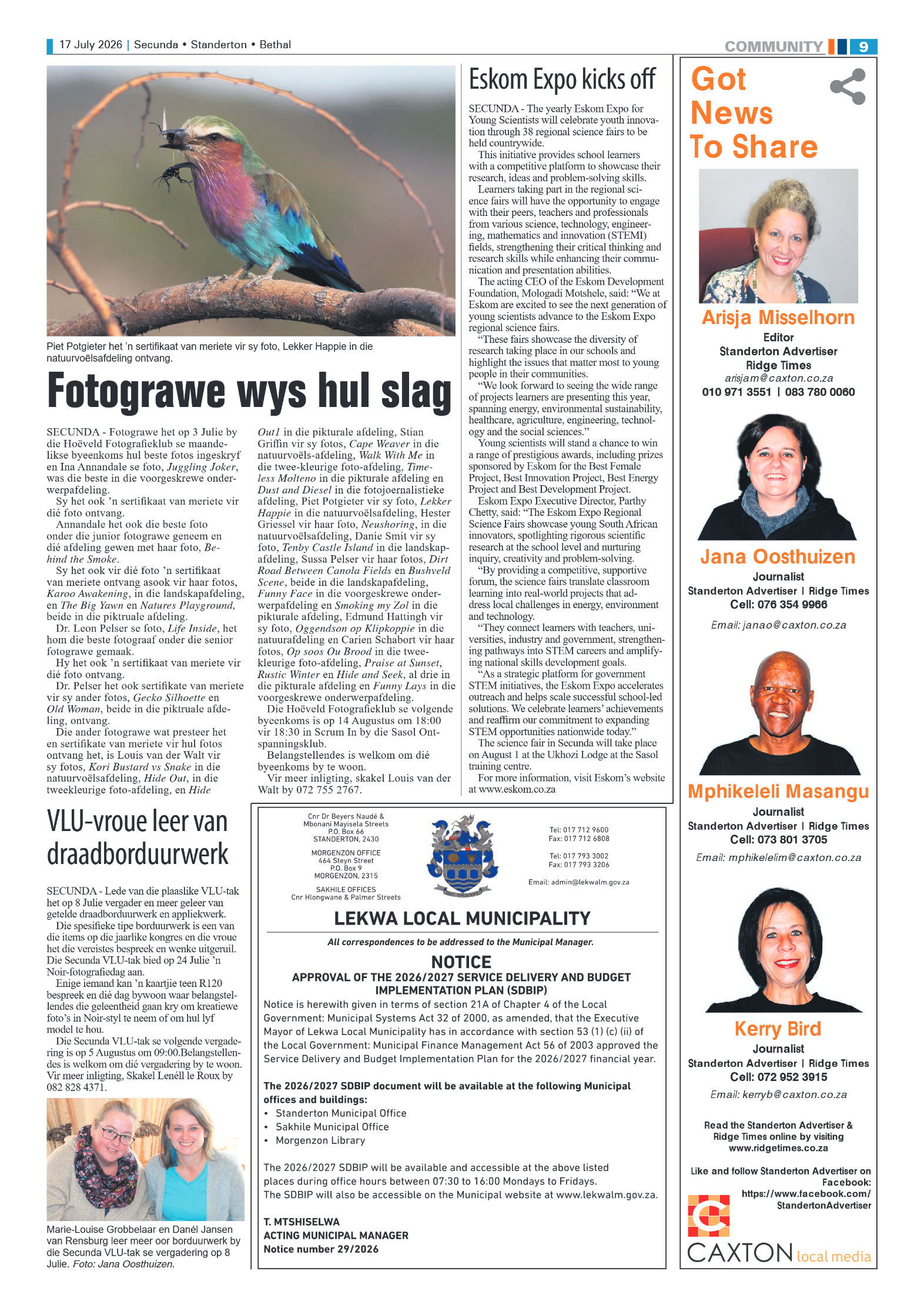 Standerton Advertiser 17 July 2026 page 9