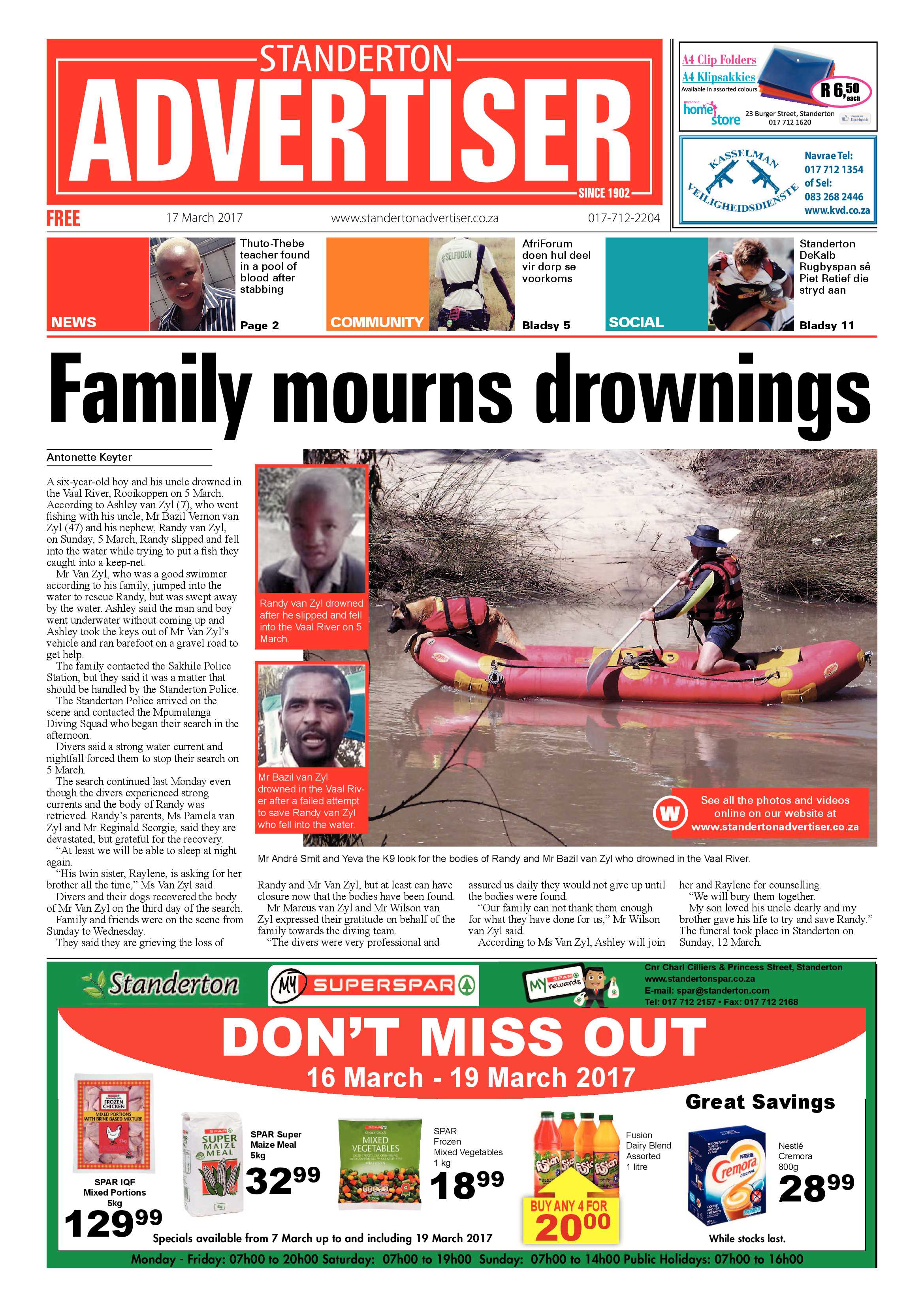 Standerton Advertiser 17 March 2017 page 1
