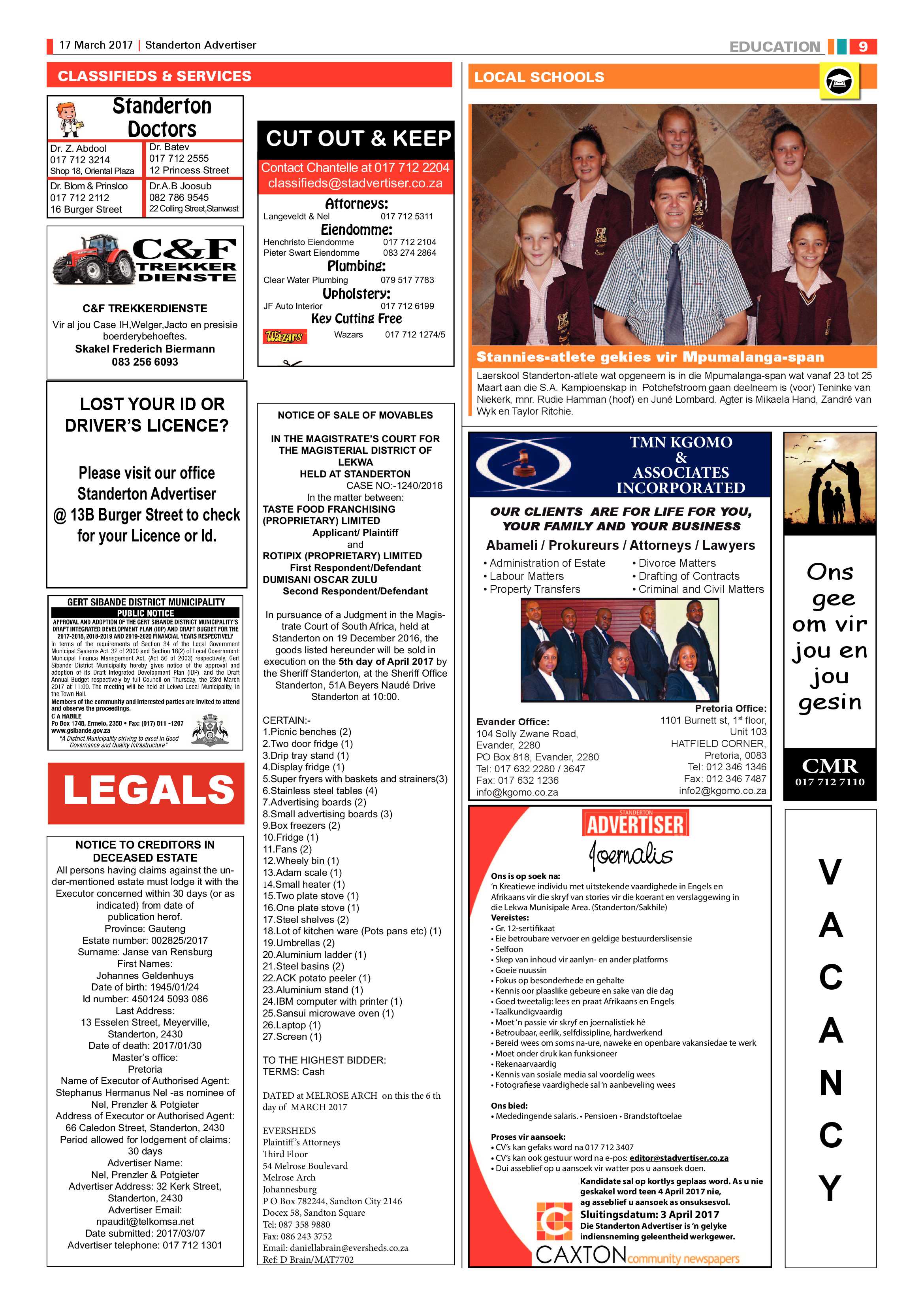 Standerton Advertiser 17 March 2017 page 8