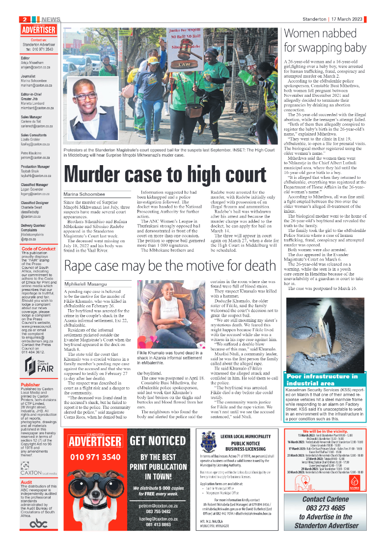 Standerton Advertiser 17 March 2023 page 2