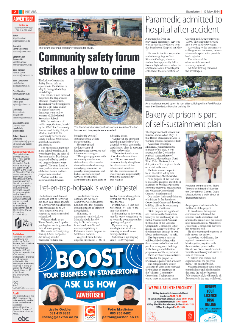 Standerton Advertiser 17 May 2024 page 2