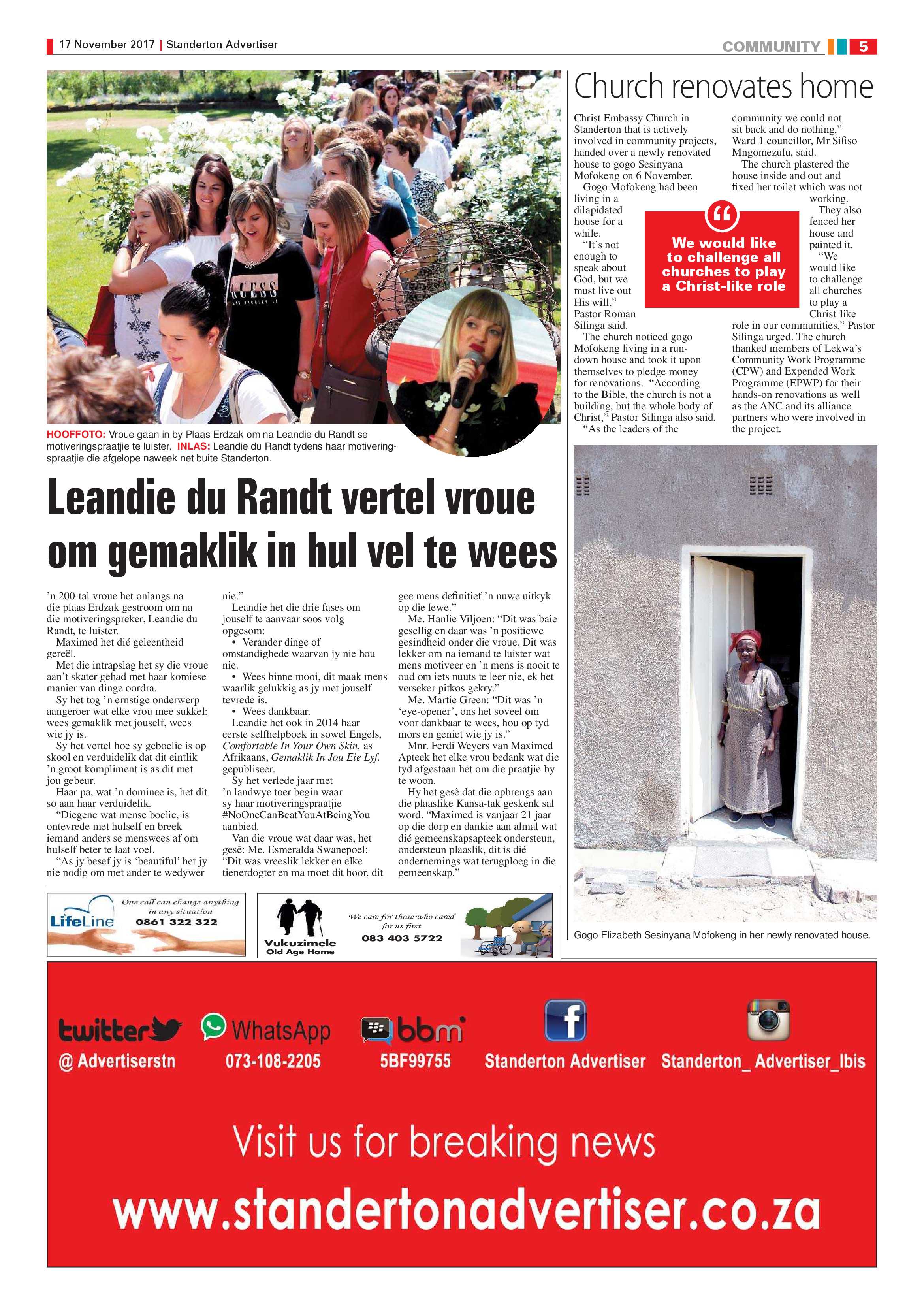 Standerton Advertiser 17 November 2017 page 5