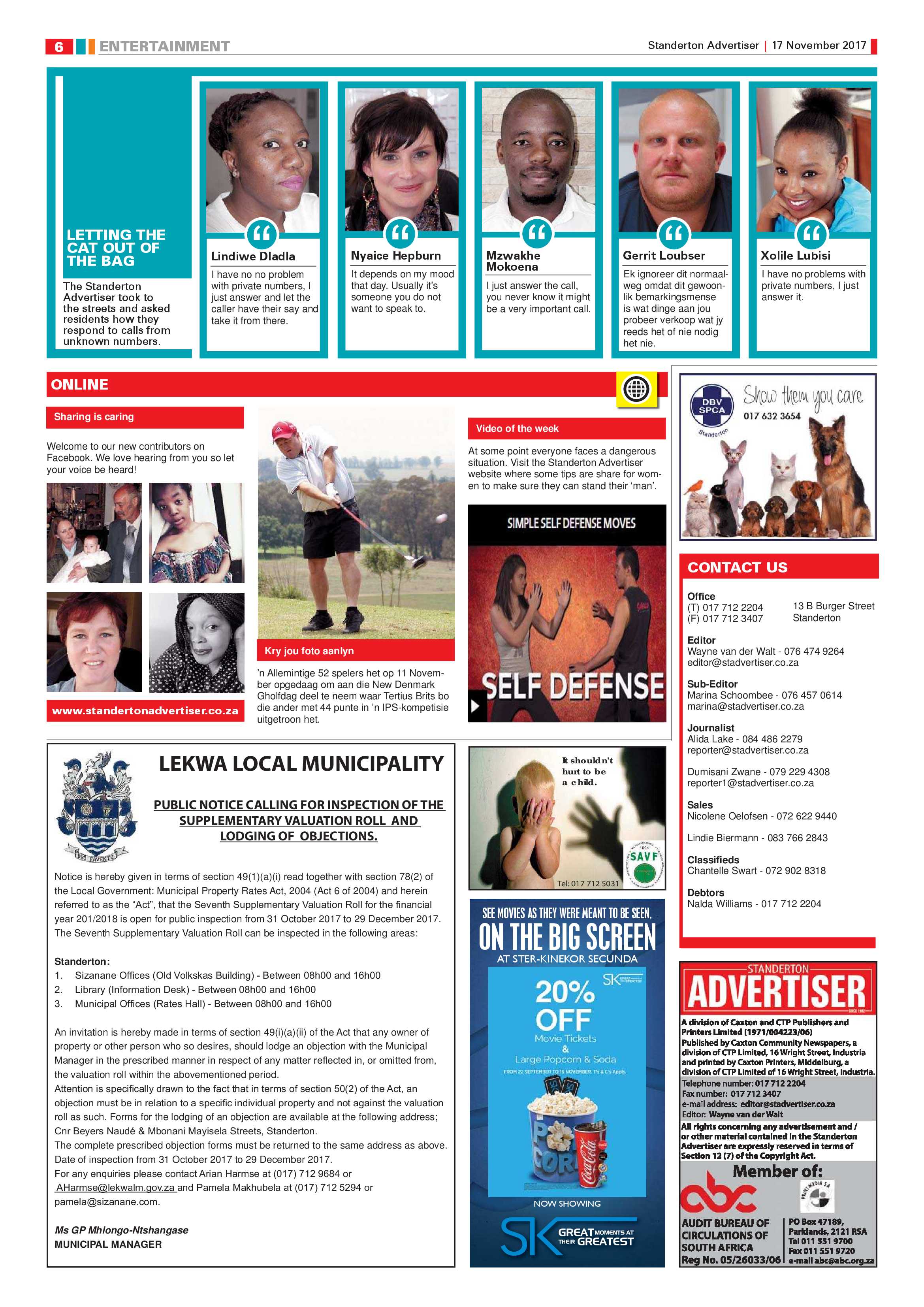 Standerton Advertiser 17 November 2017 page 6