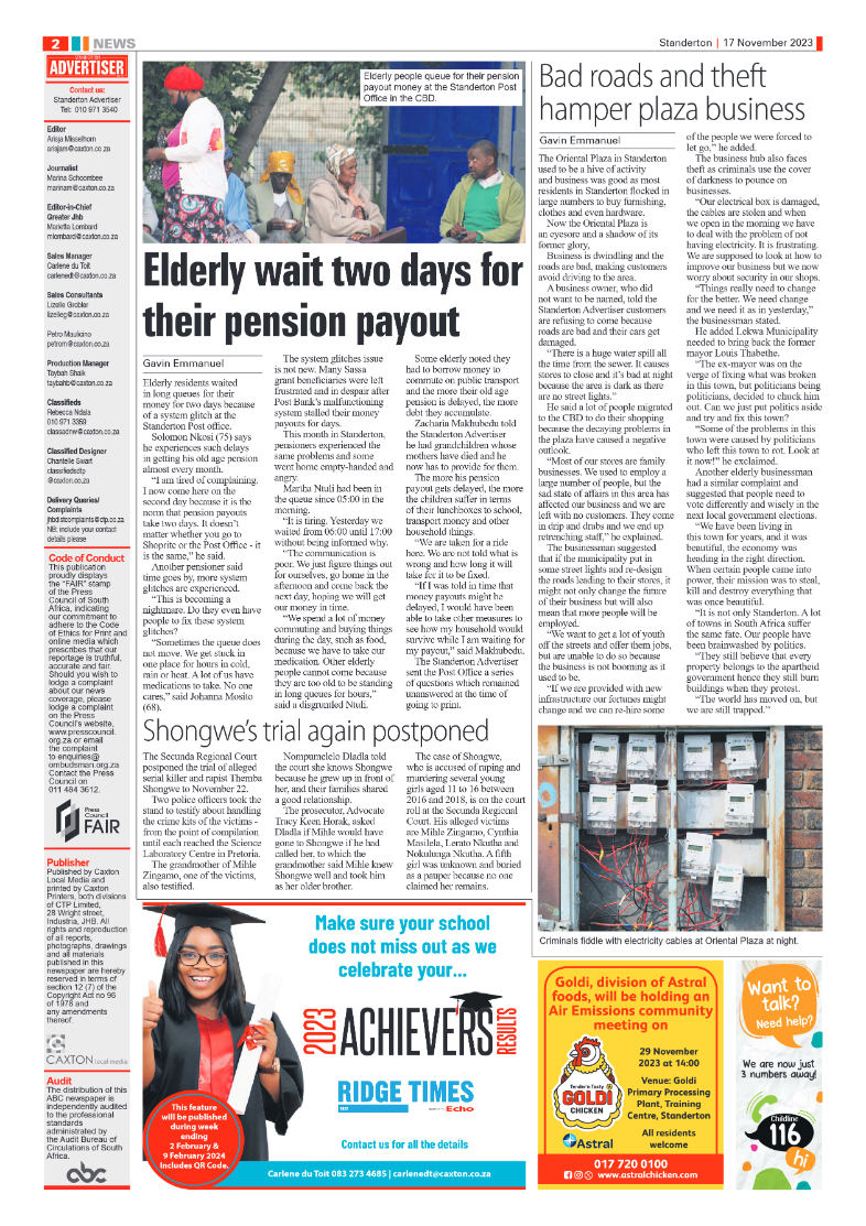 Standerton Advertiser 17 November 2023 page 2