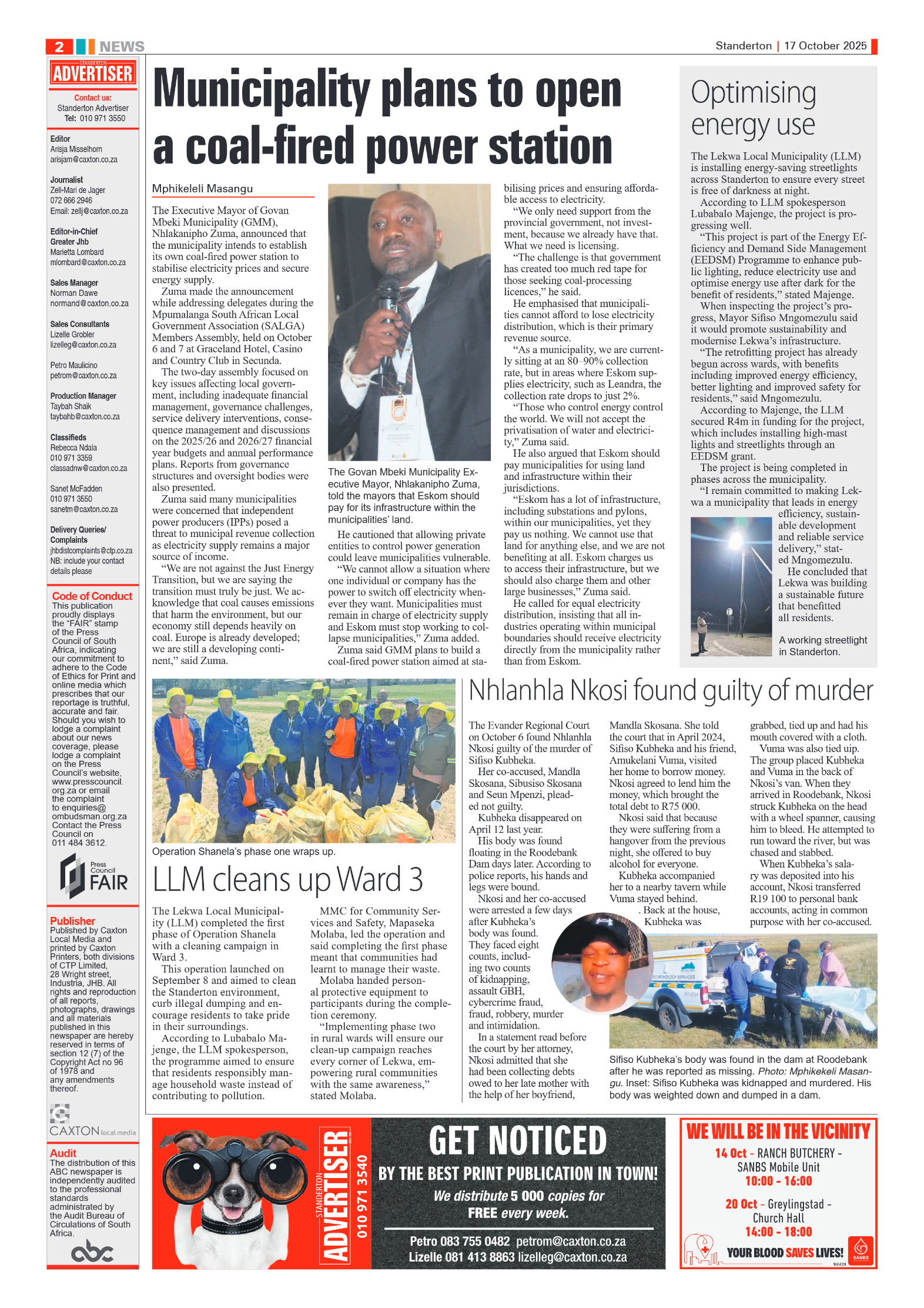 Standerton Advertiser 17 October 2025 page 2