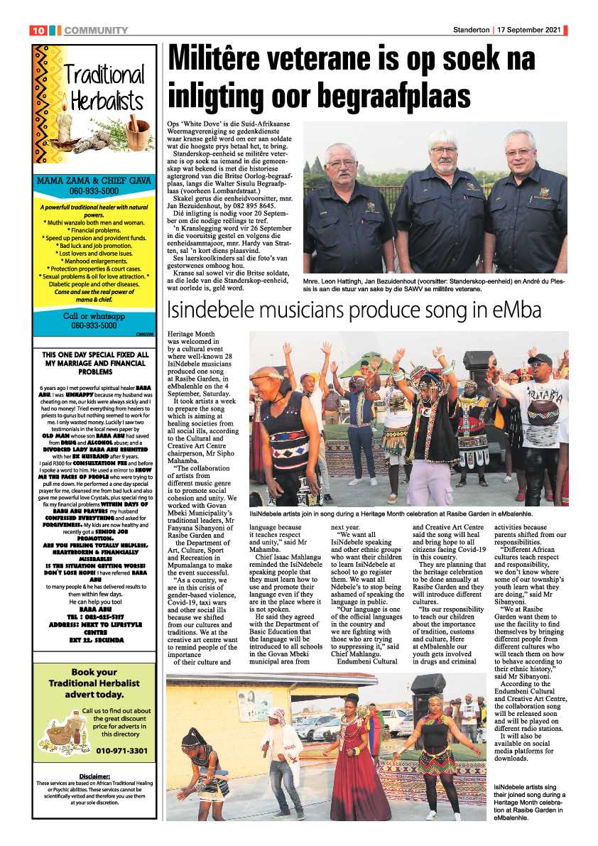 Standerton Advertiser 17 September 2021 page 10