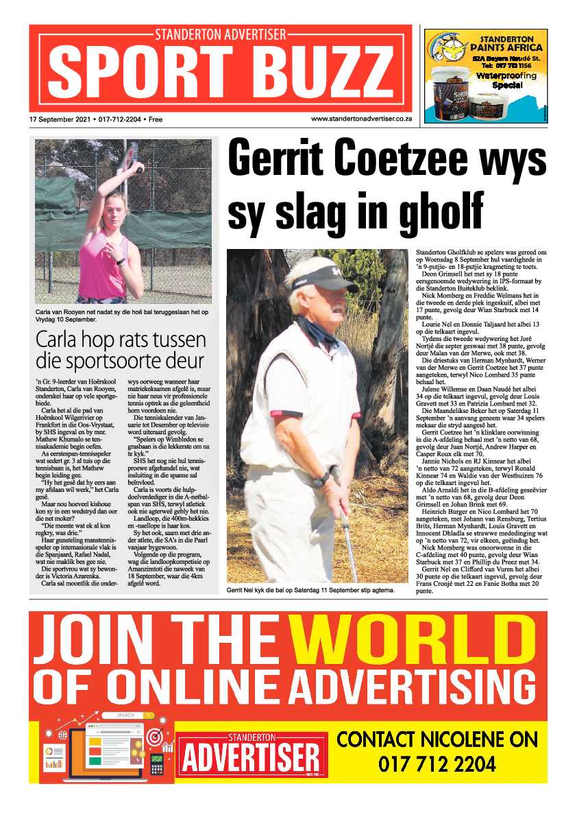 Standerton Advertiser 17 September 2021 page 12