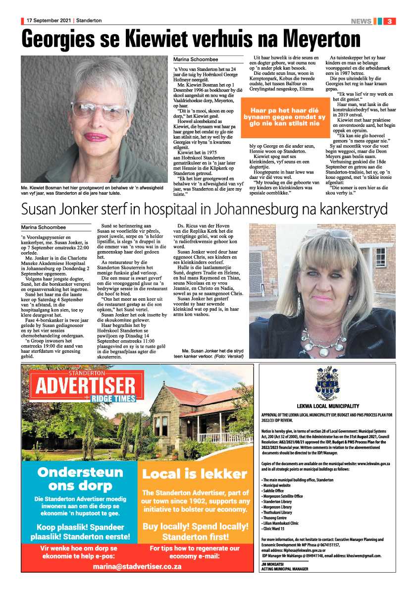 Standerton Advertiser 17 September 2021 page 3