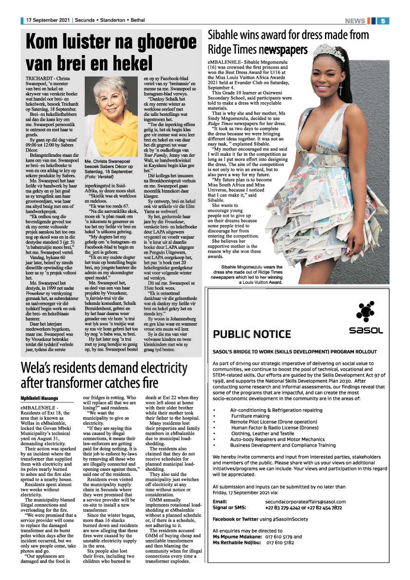 Standerton Advertiser 17 September 2021 page 5