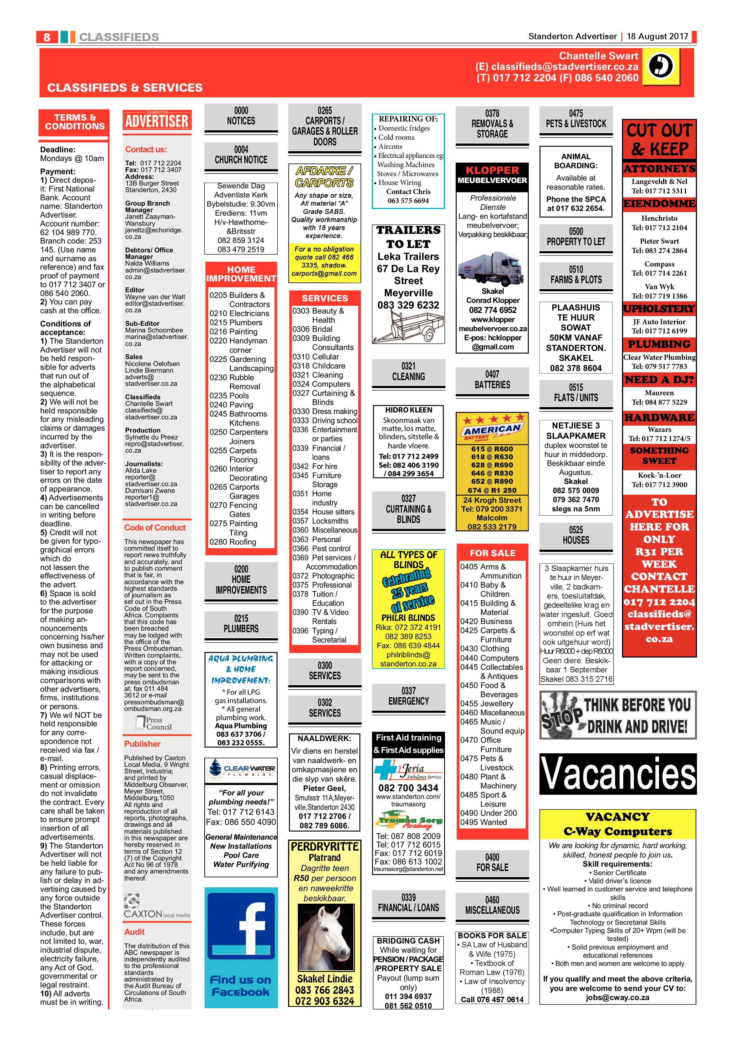 Standerton Advertiser 18 August 2017 page 8