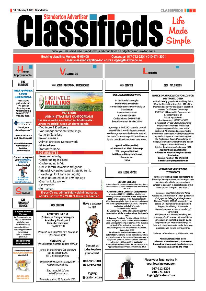 Standerton Advertiser 18 February 2022 page 7