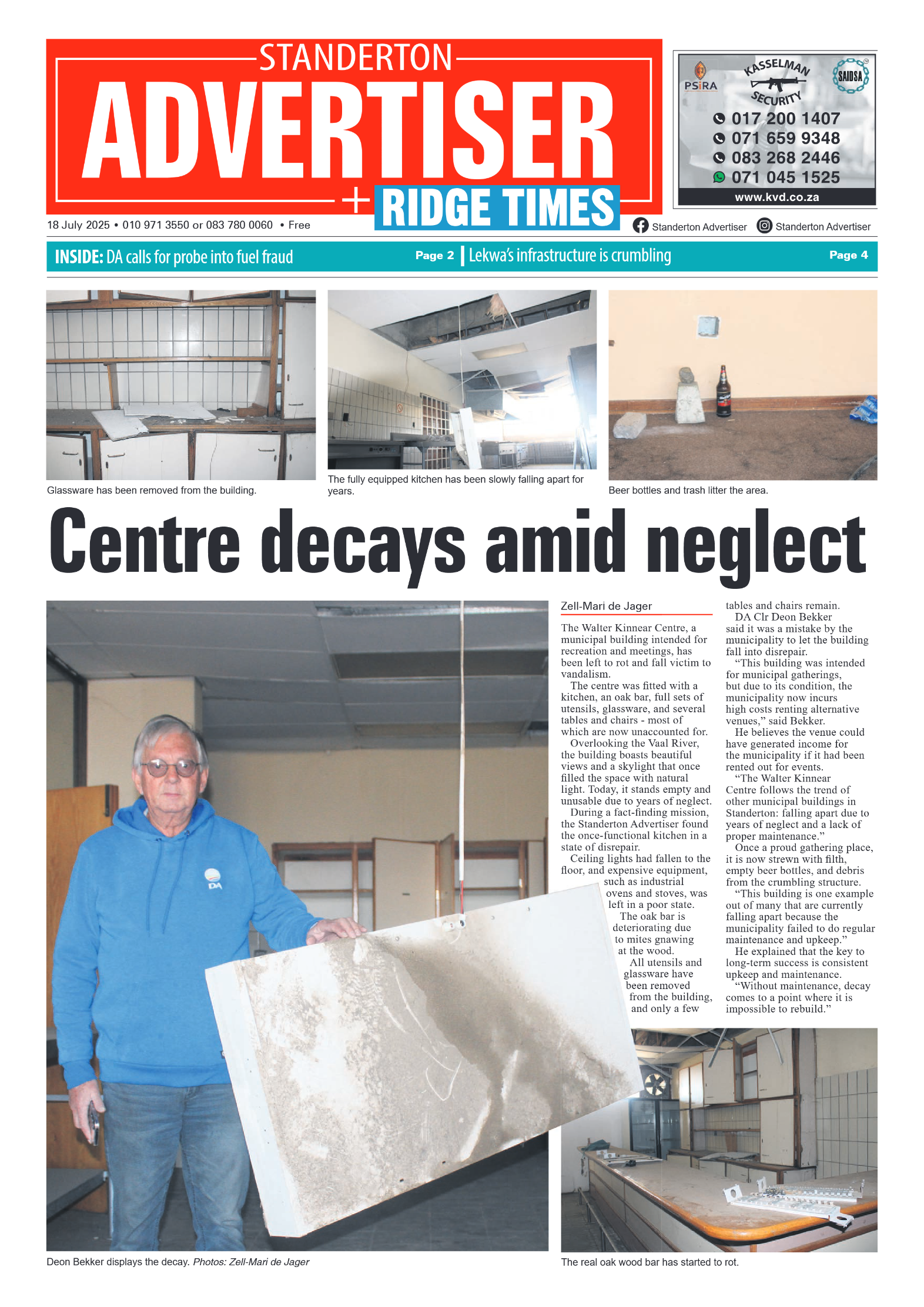 Standerton Advertiser 18 July 2025 page 1