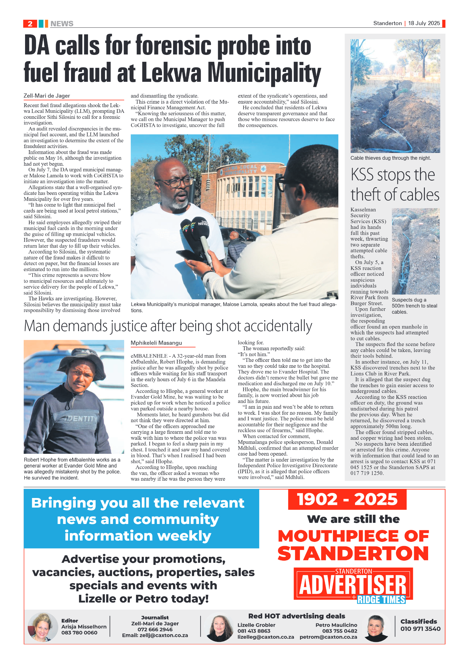 Standerton Advertiser 18 July 2025 page 2
