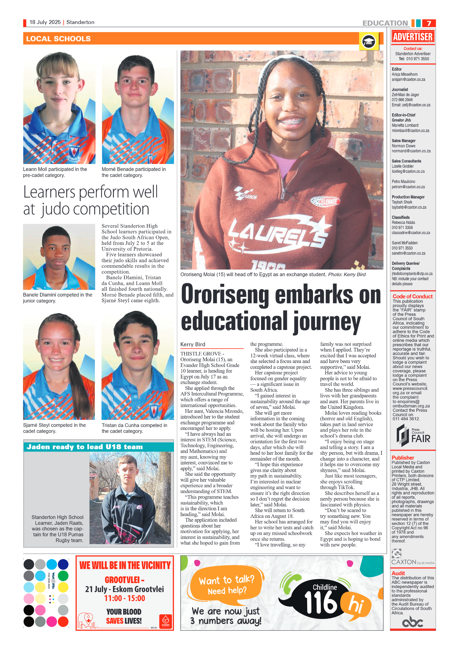 Standerton Advertiser 18 July 2025 page 7