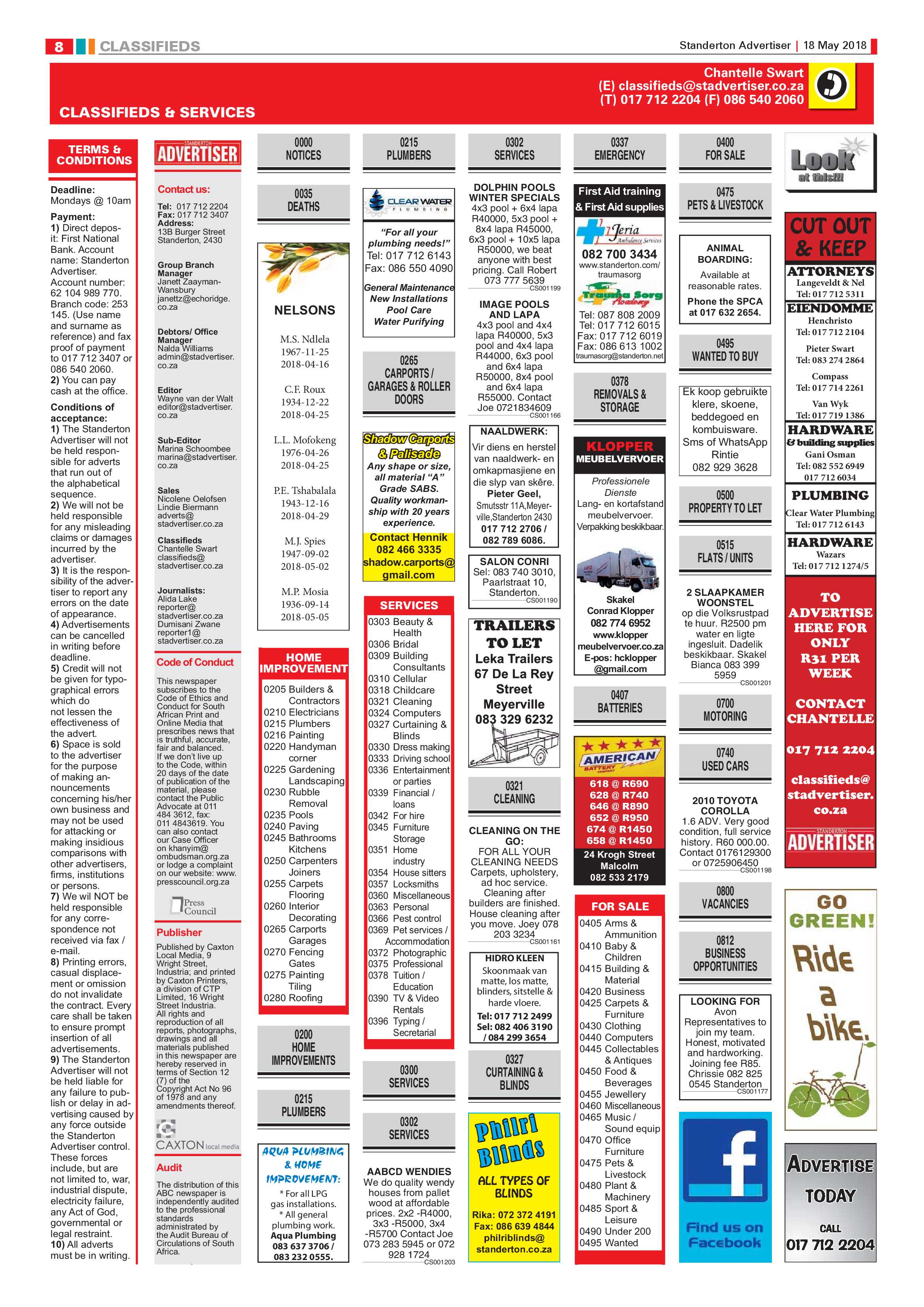 Standerton Advertiser 18 May 2018 page 8