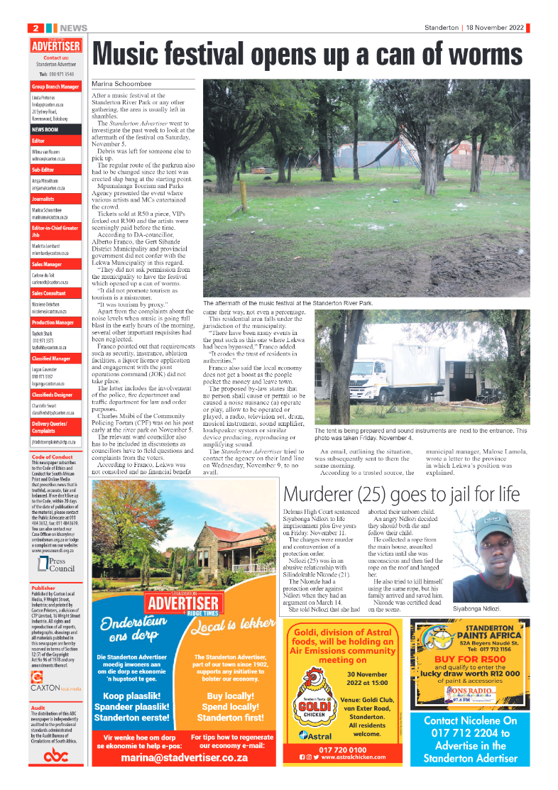Standerton Advertiser 18 Nov 2022 page 2