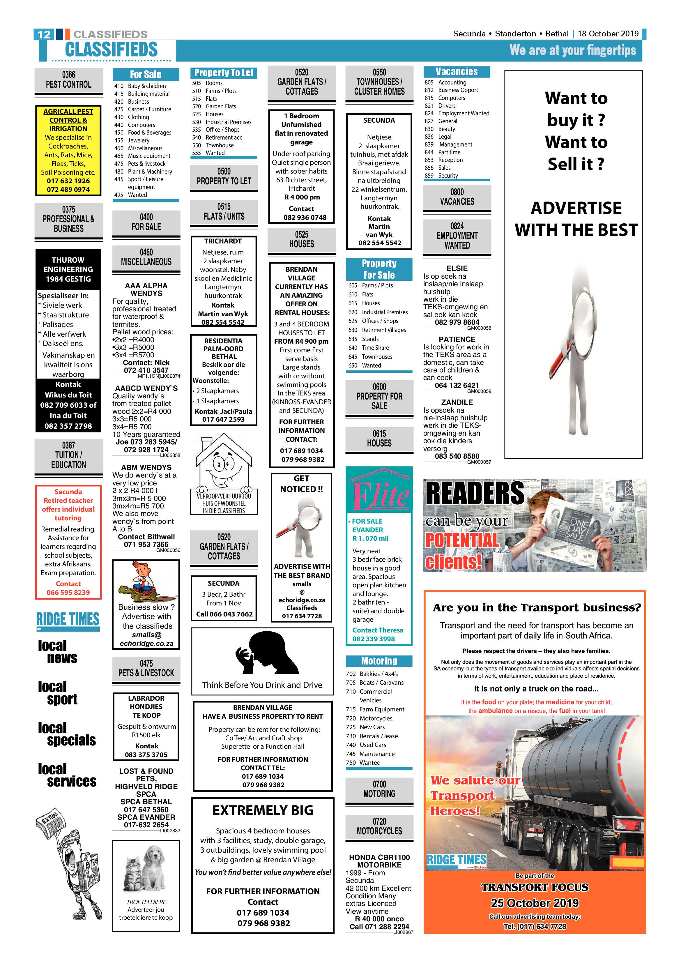 Standerton Advertiser 18 October 2019 page 12