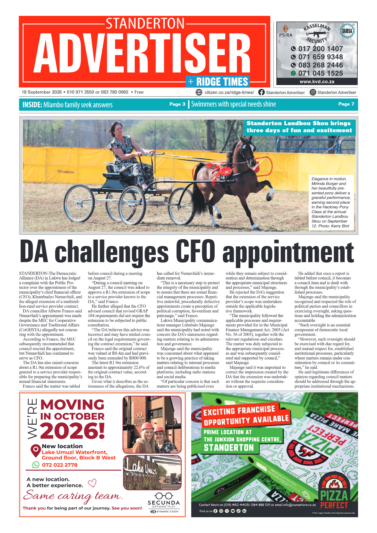 Standerton Advertiser 18 September 2026 page 1