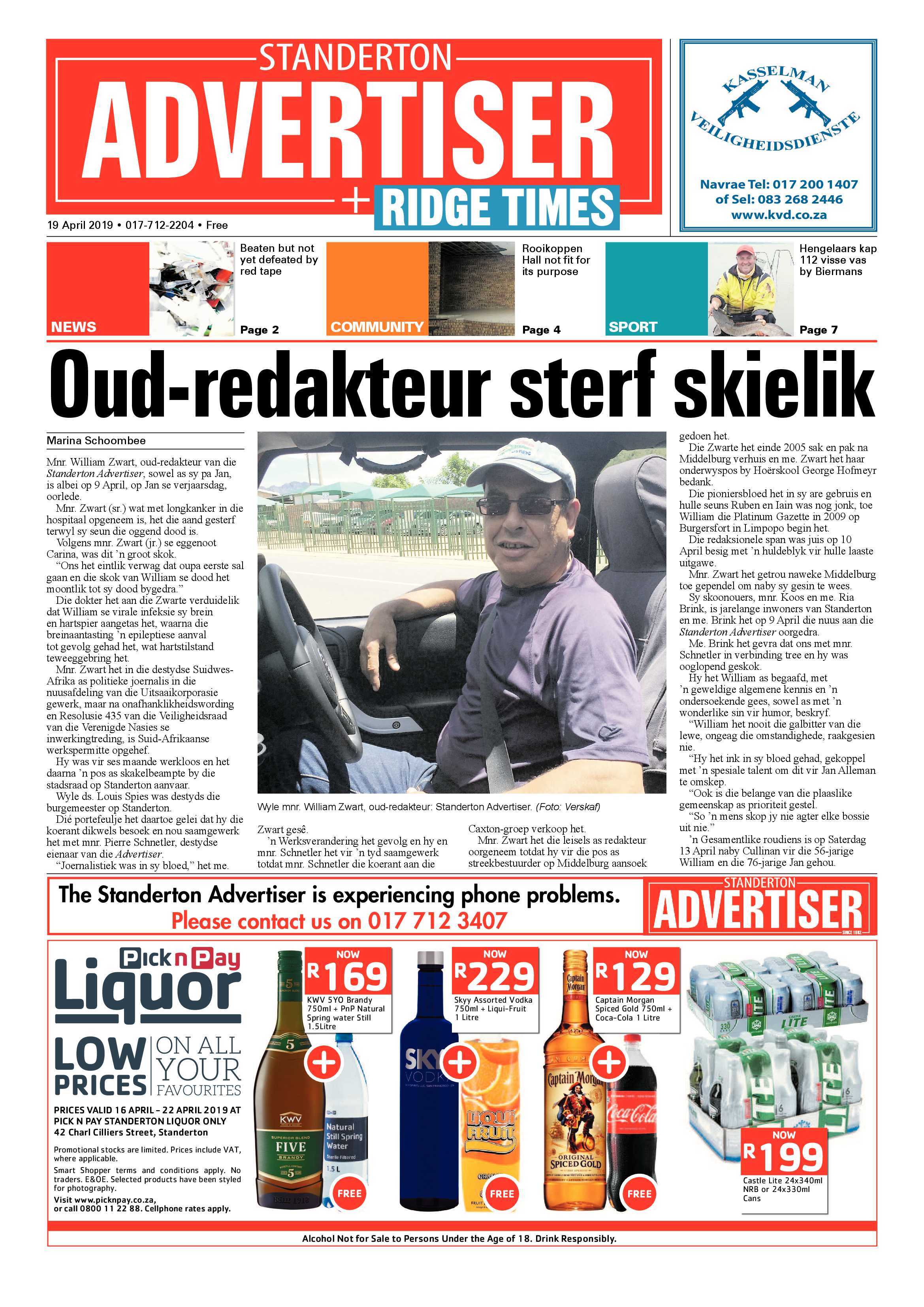 Standerton Advertiser 19 April 2019 page 1