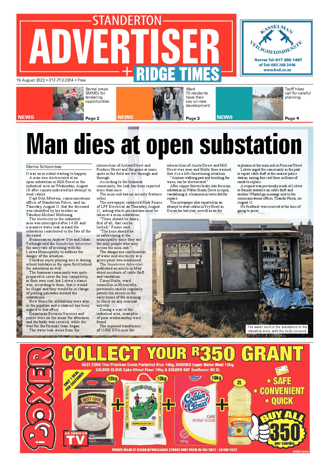 Standerton Advertiser 19 August 2022 page 1