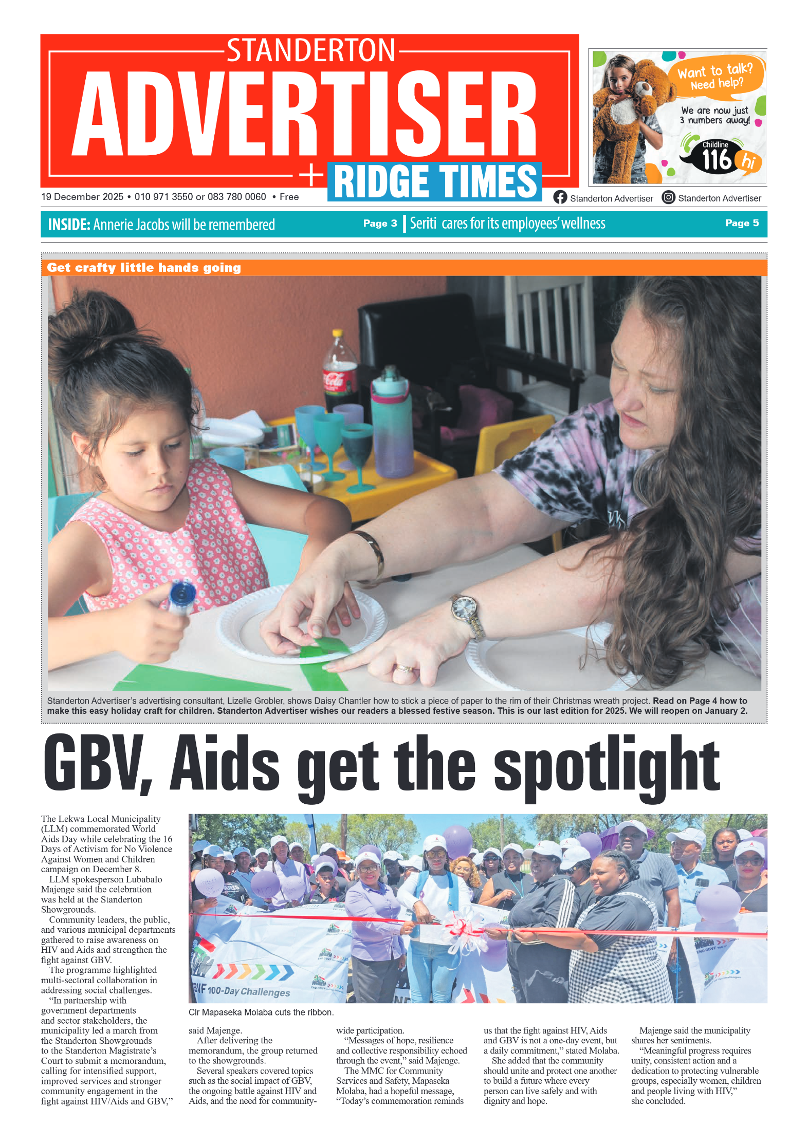 Standerton Advertiser 19 December 2025 page 1