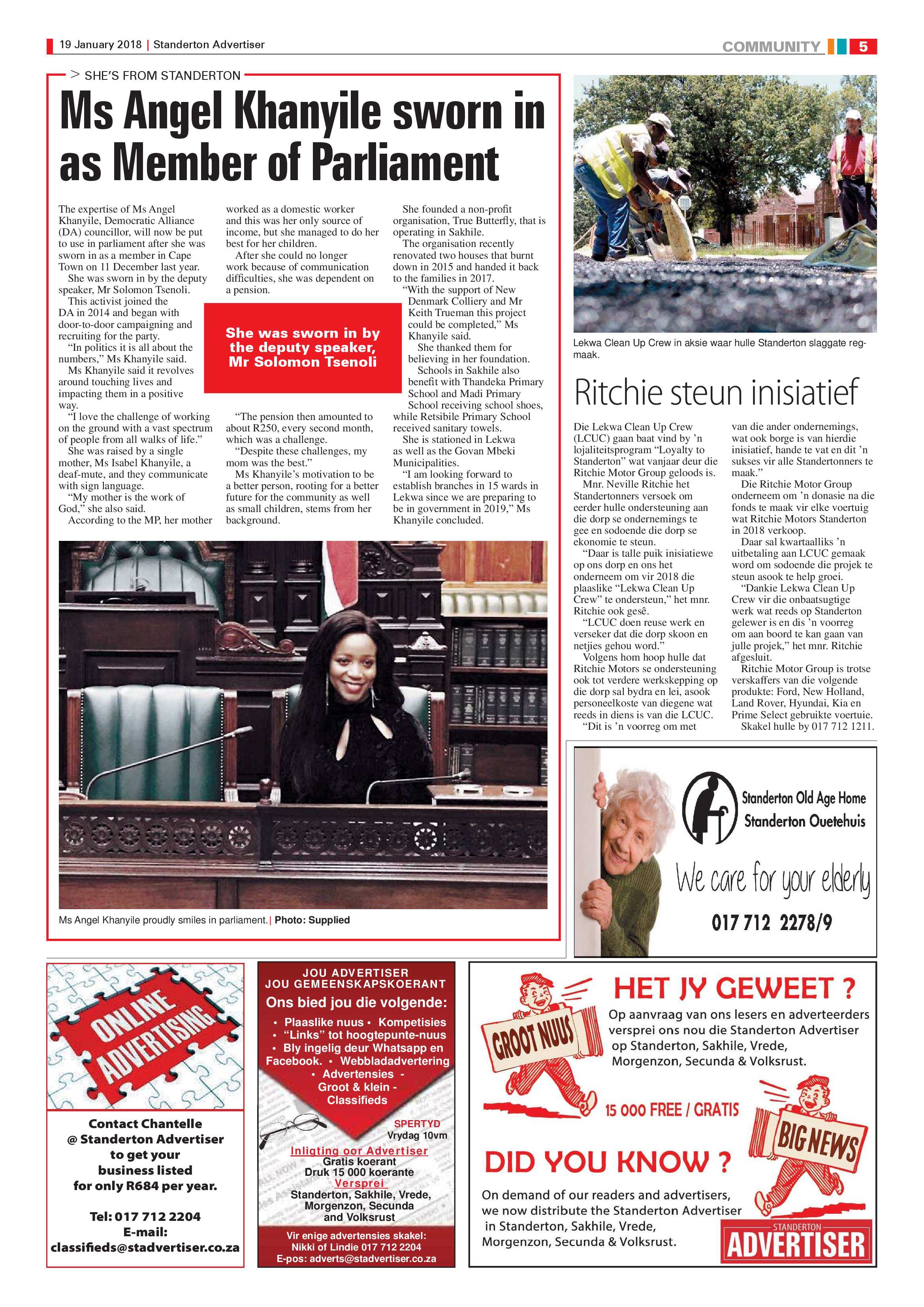 Standerton Advertiser 19 January 2018 page 5