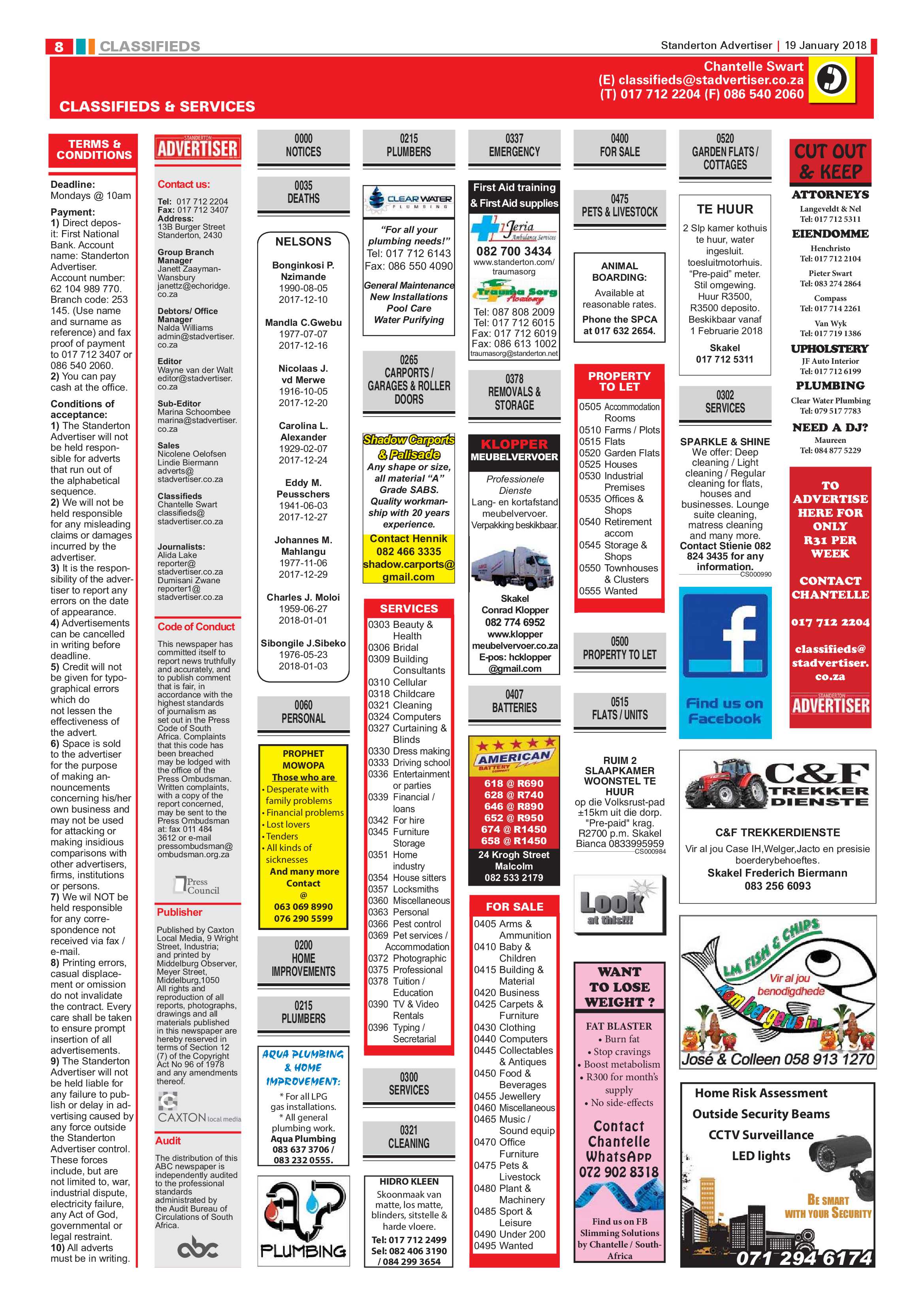 Standerton Advertiser 19 January 2018 page 8