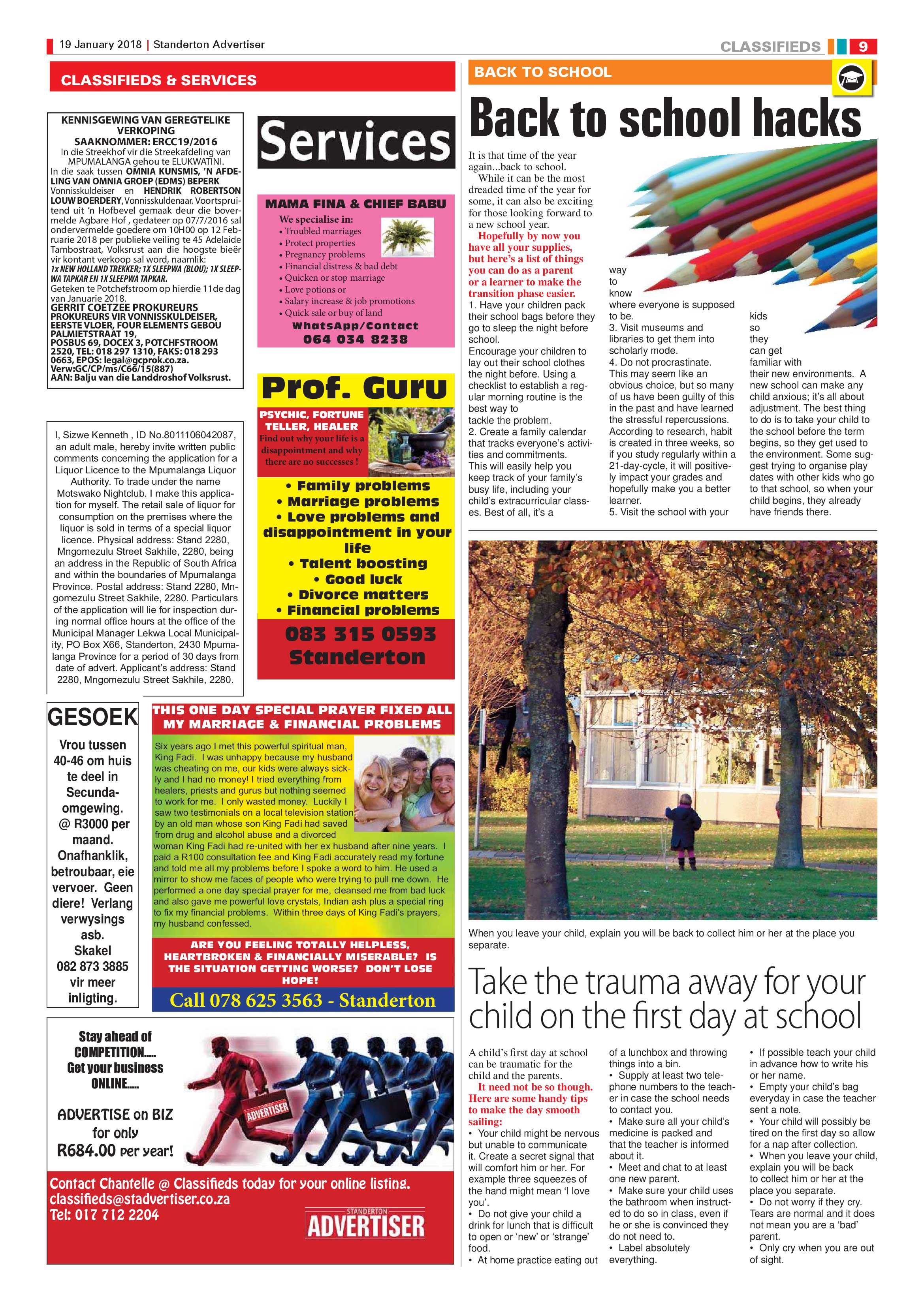 Standerton Advertiser 19 January 2018 page 9