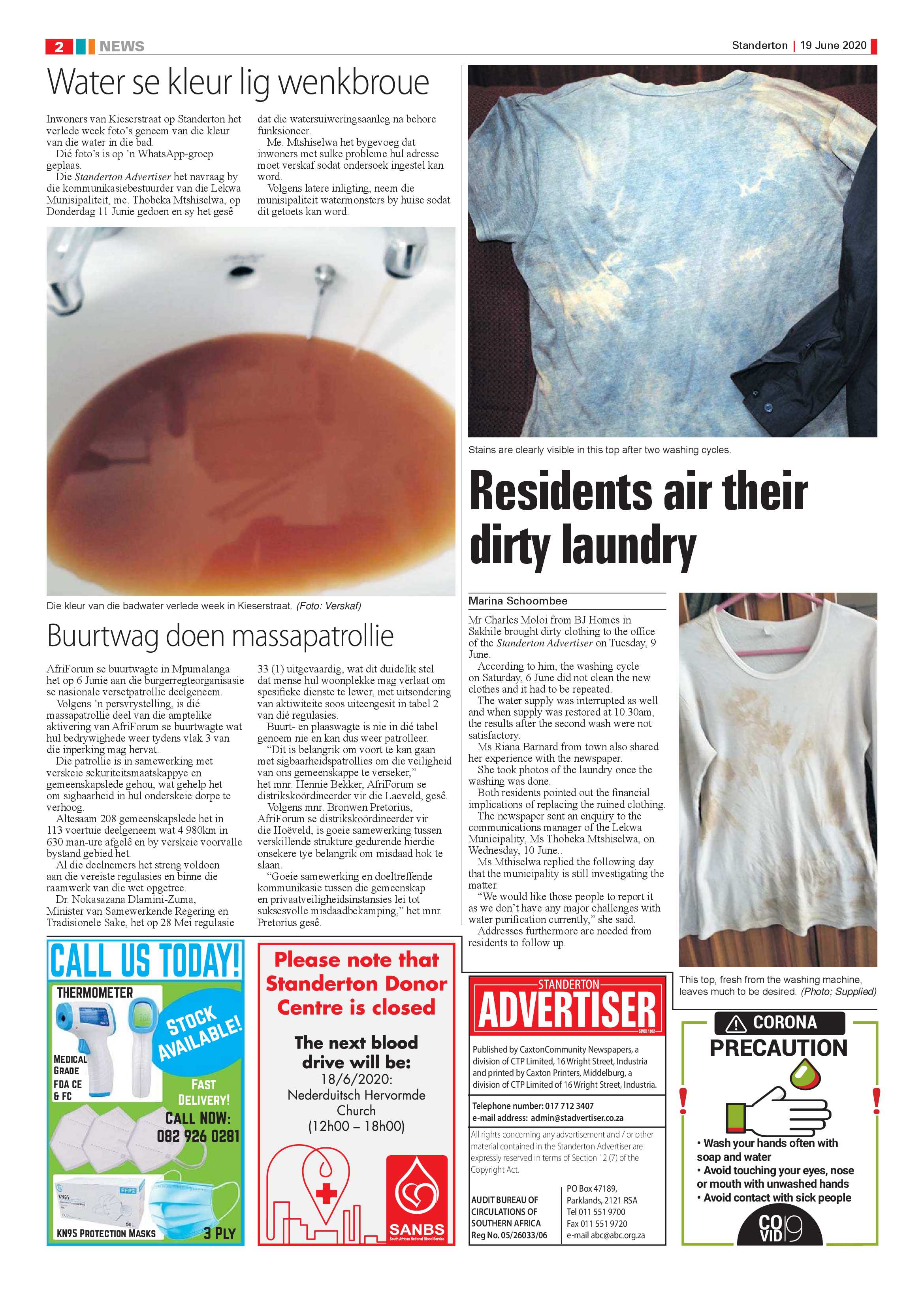 Standerton Advertiser 19 June 2020 page 2
