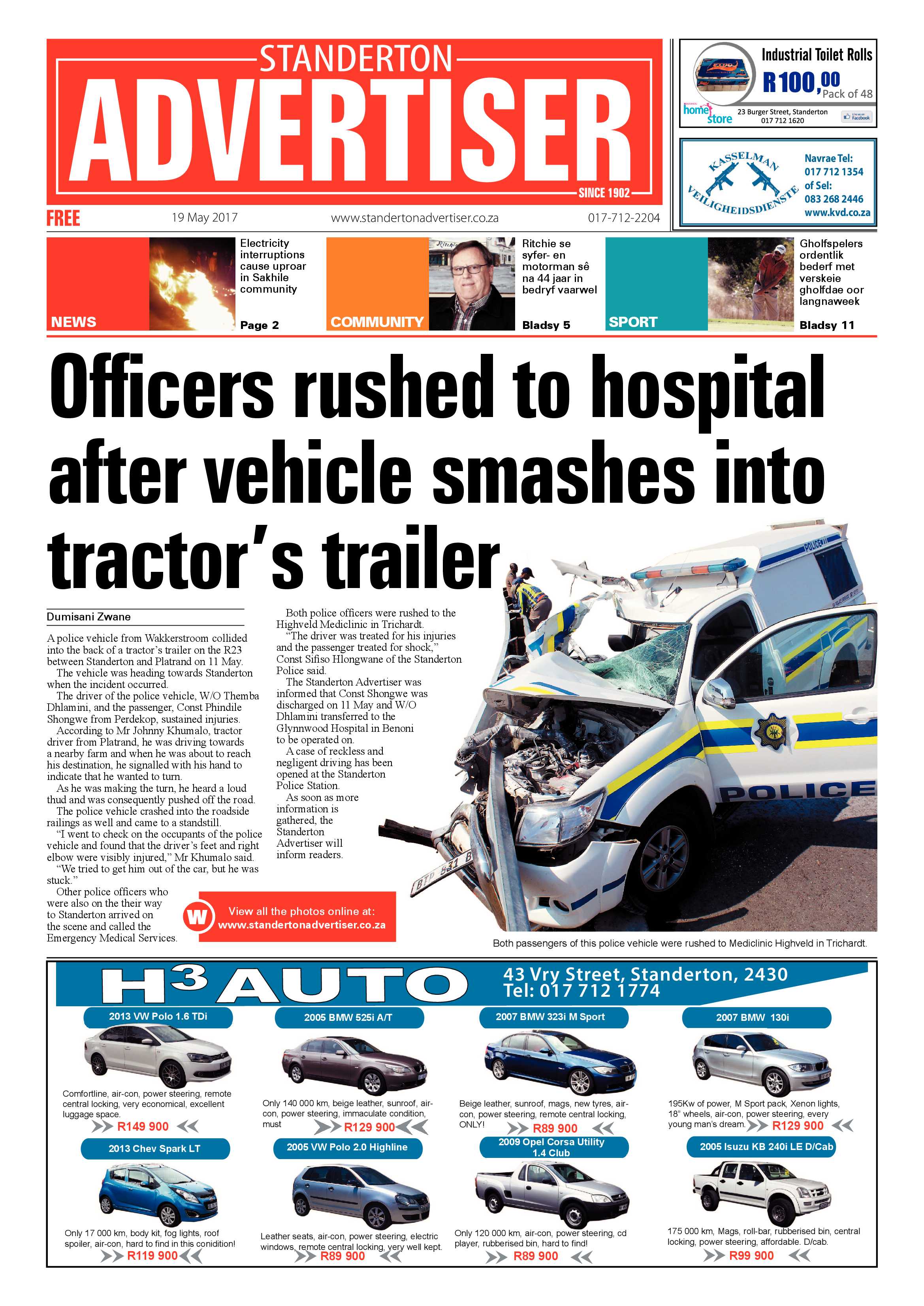 STANDERTON ADVERTISER 19 MAY 2017 page 1