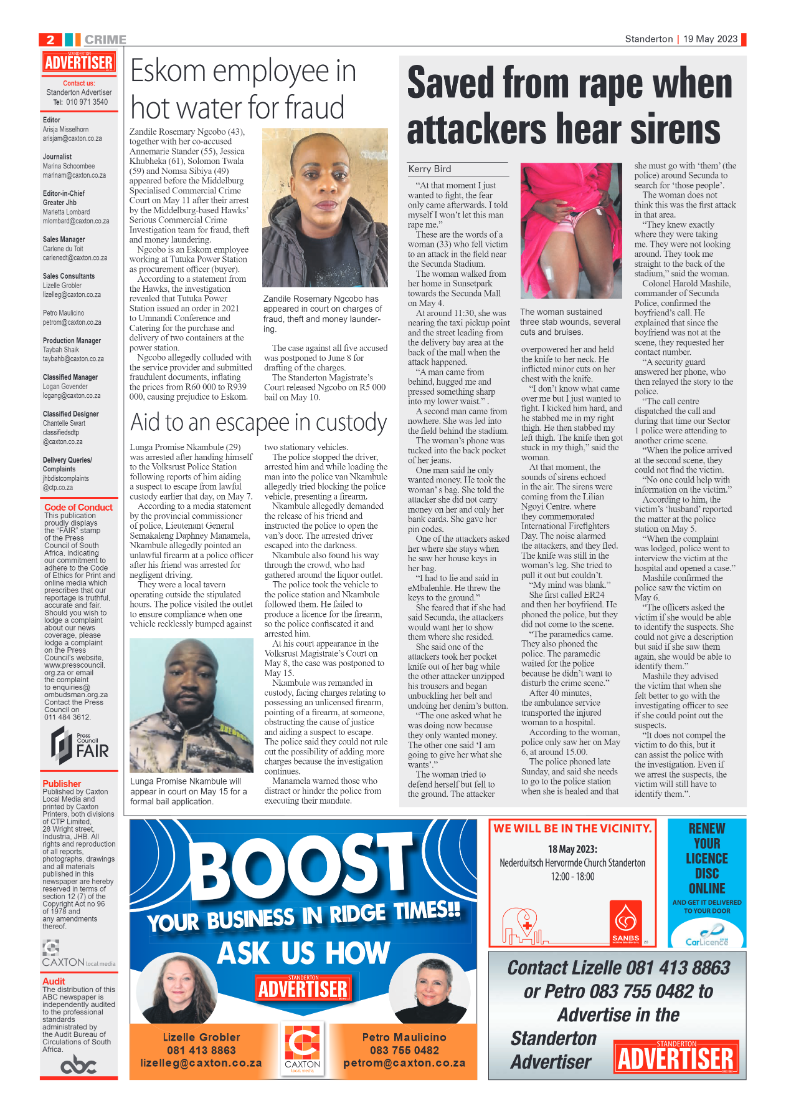 Standerton Advertiser 19 May 2023 page 2