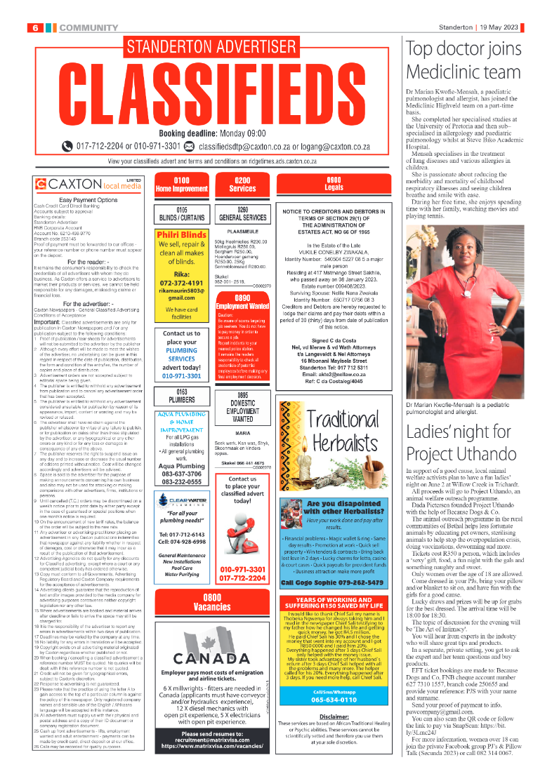Standerton Advertiser 19 May 2023 page 6