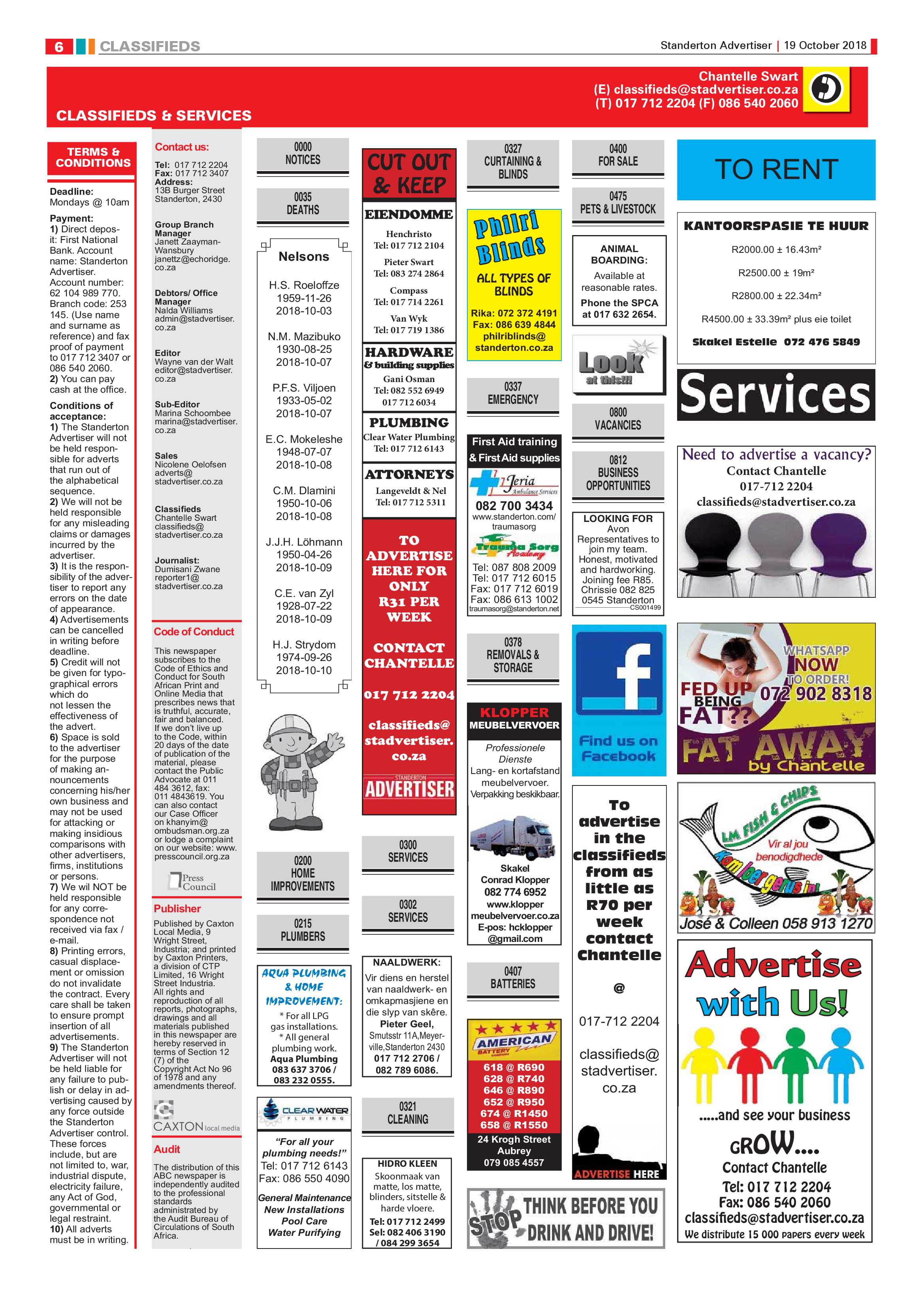 Standerton Advertiser 19 October 2018 page 6