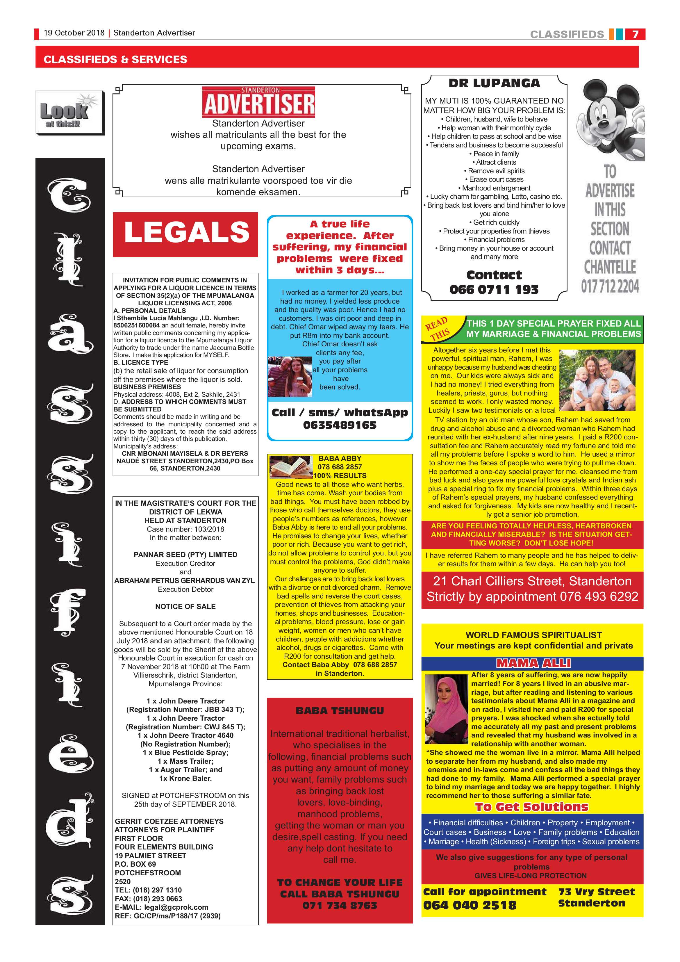 Standerton Advertiser 19 October 2018 page 7