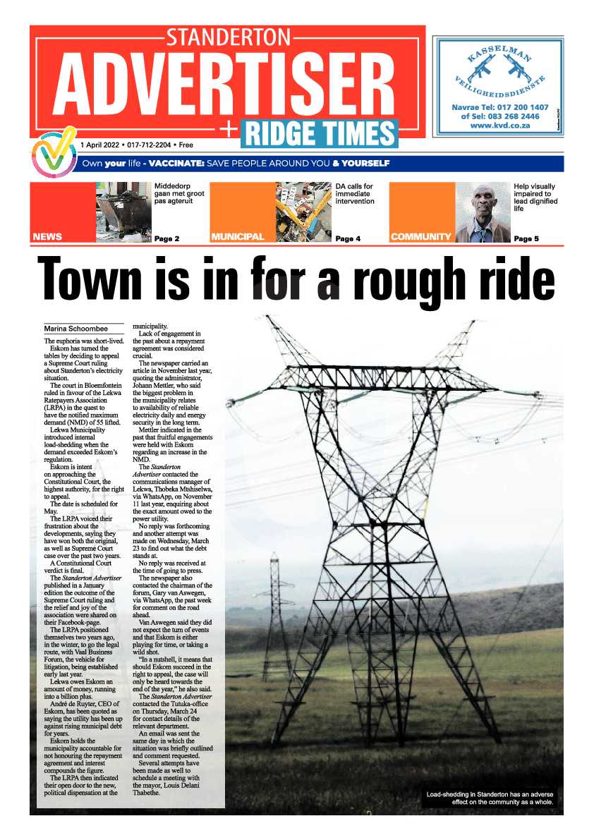 Standerton Advertiser 1 April 2022 page 1