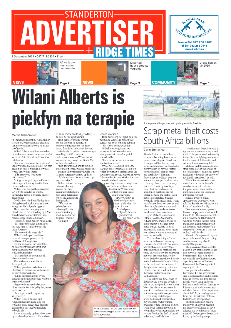 Standerton Advertiser 1 December 2023 page 1