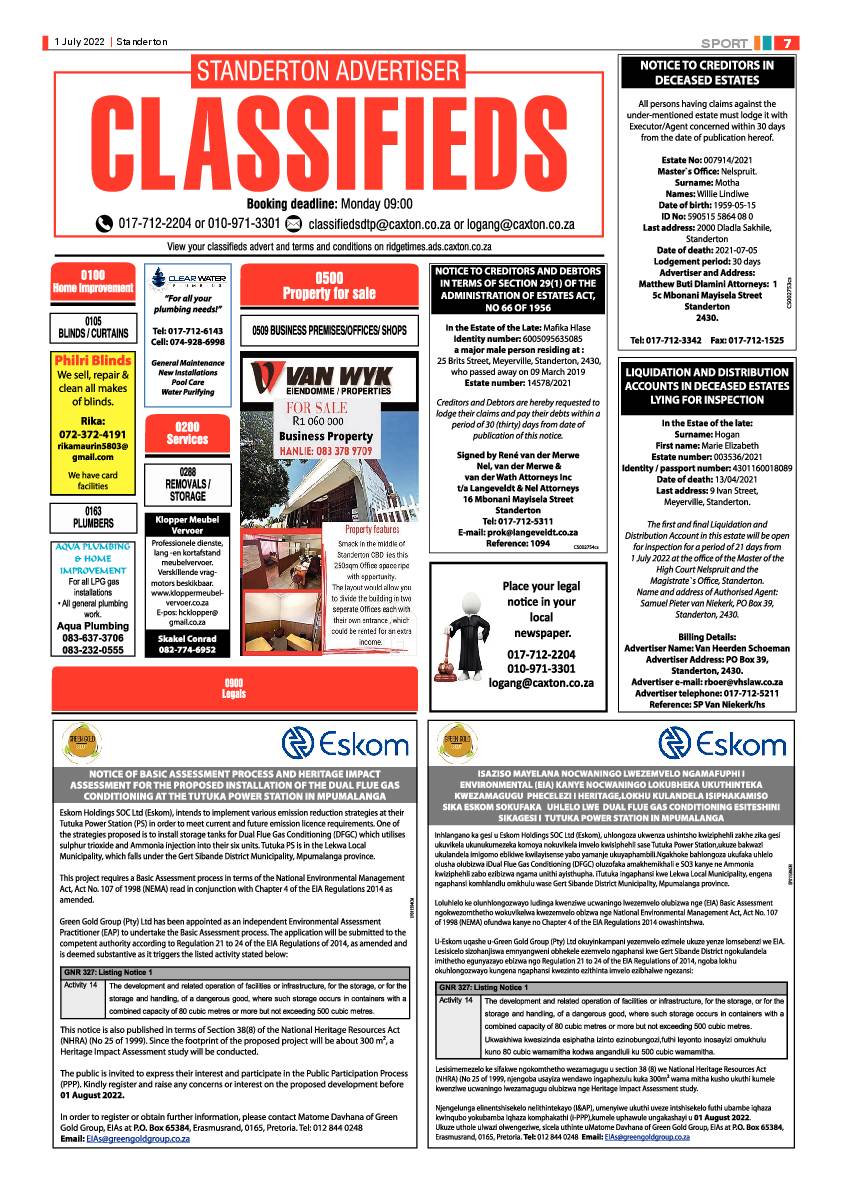 Standerton Advertiser 1 July 2022 page 7