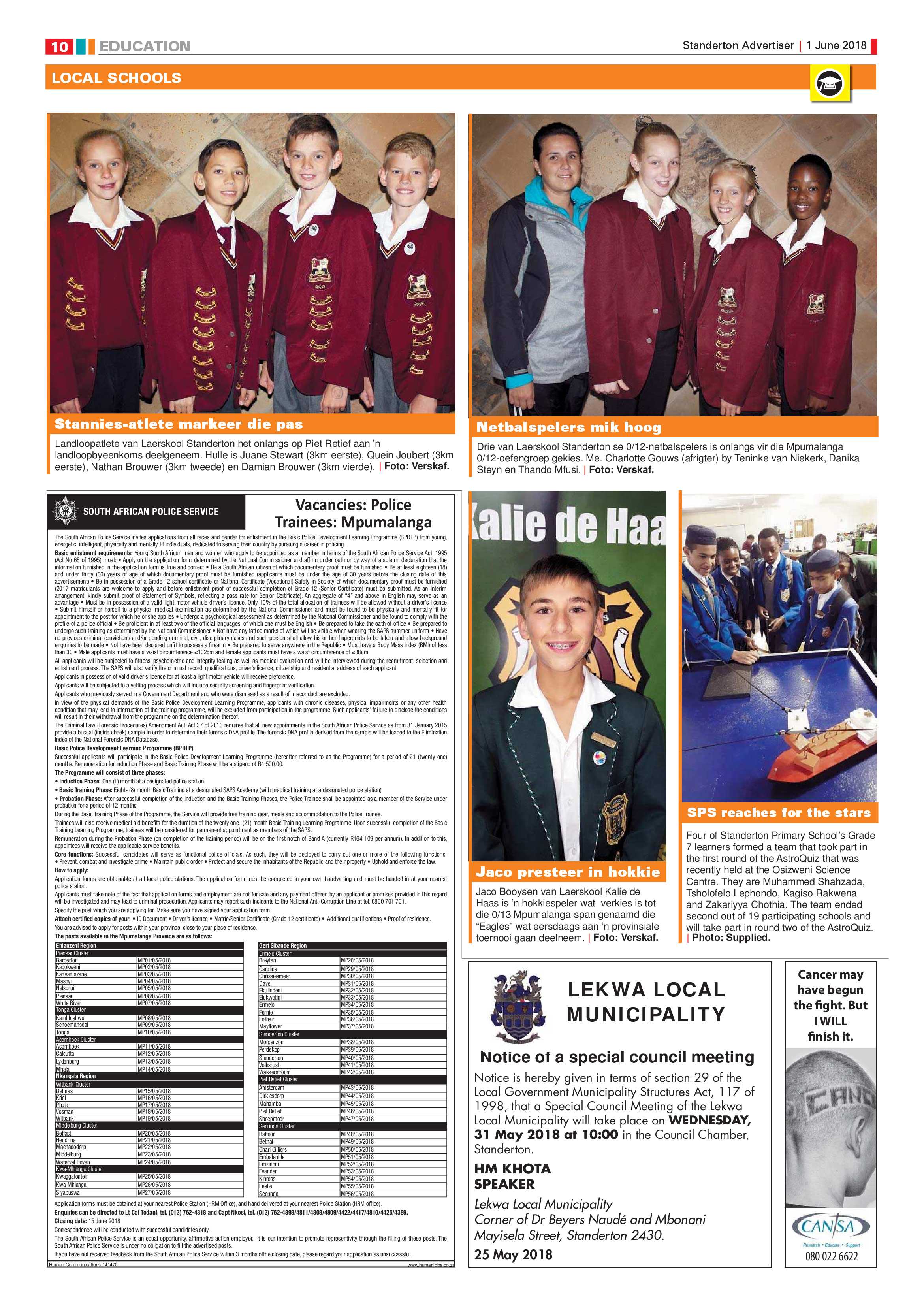 Standerton Advertiser 1 June 2018 page 10