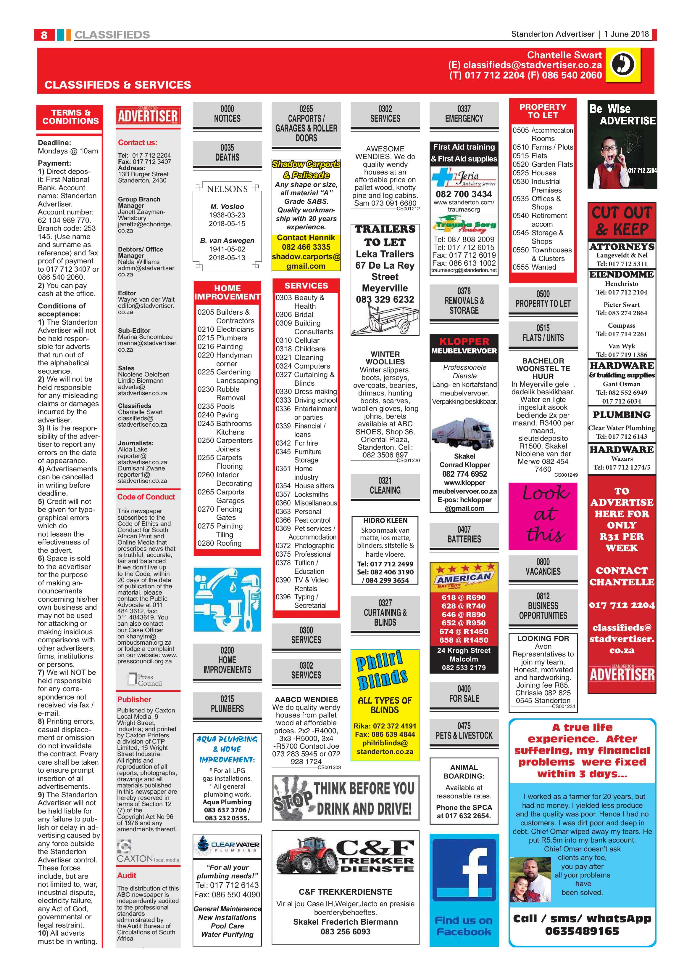 Standerton Advertiser 1 June 2018 page 8
