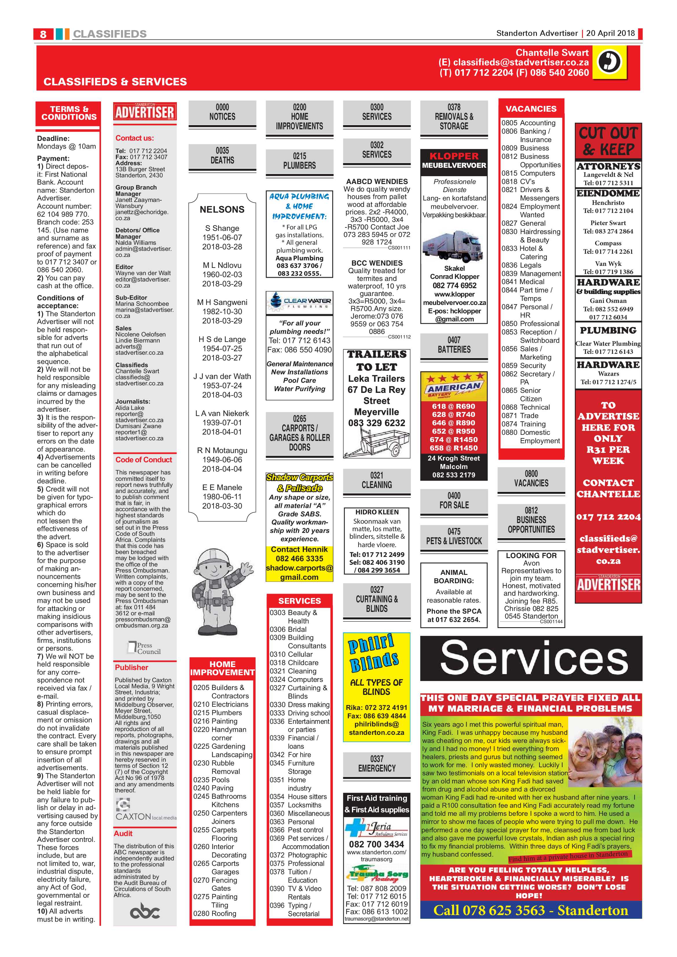 Standerton Advertiser 20 April 2018 page 8