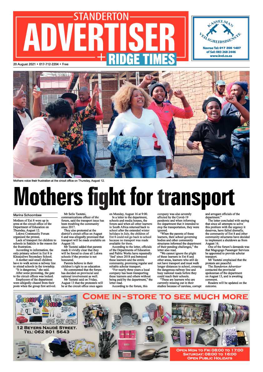 Standerton Advertiser 20 August 2021 page 1