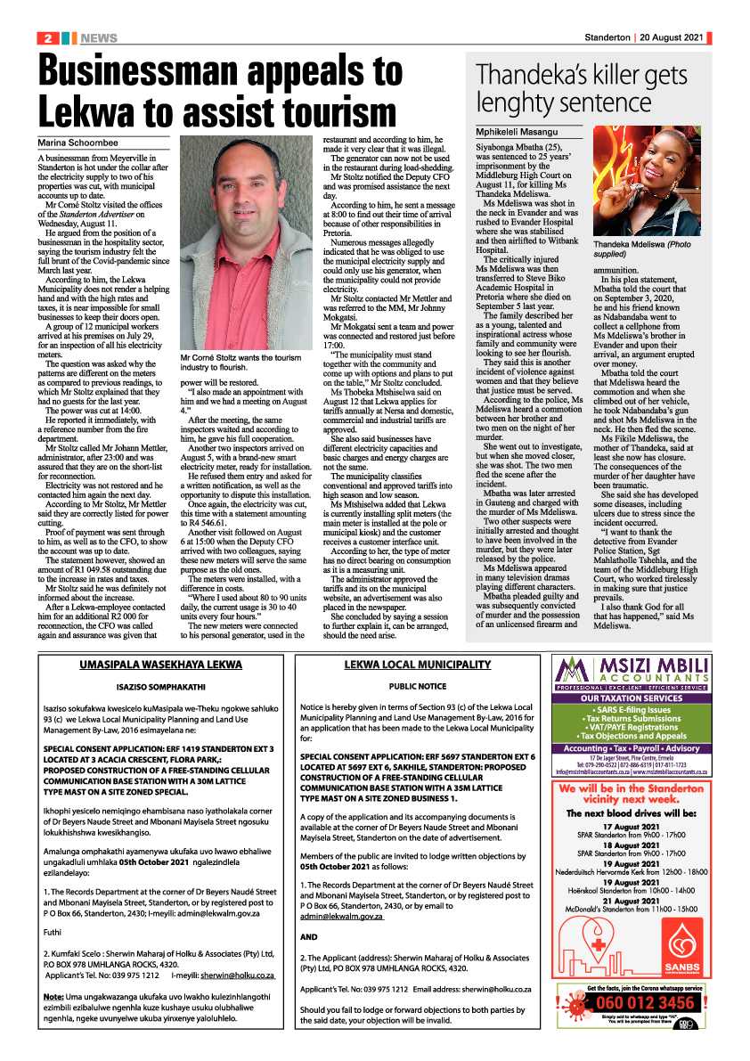 Standerton Advertiser 20 August 2021 page 2